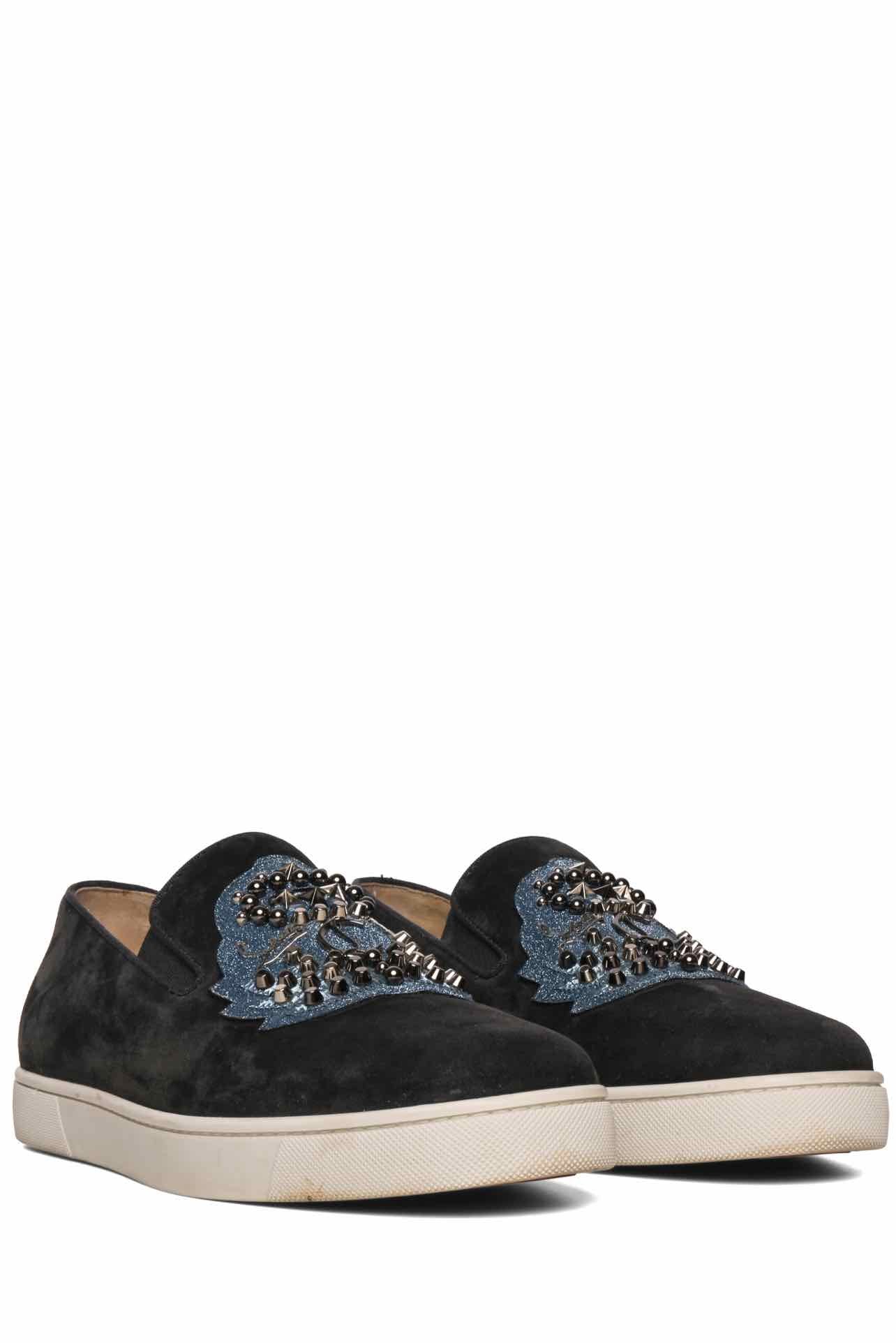 Louboutin Size 40.5 Men's CJL Logo Stud Embellished Slip On Shoes - Image 2