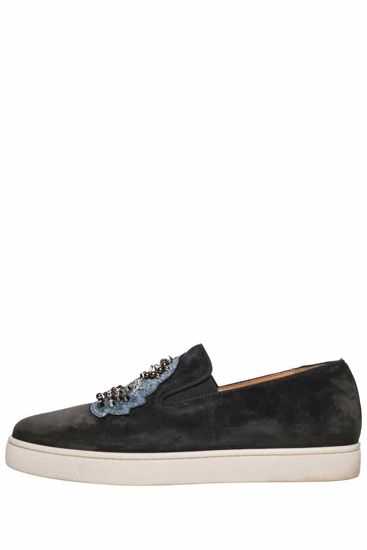 Louboutin Size 40.5 Men's CJL Logo Stud Embellished Slip On Shoes - Image 3