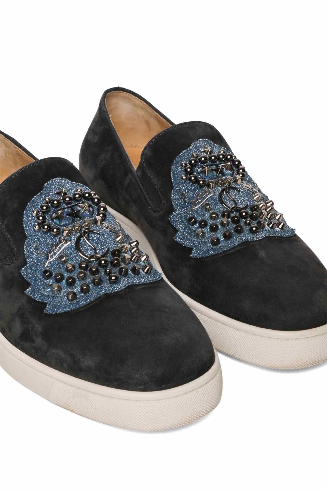 Louboutin Size 40.5 Men's CJL Logo Stud Embellished Slip On Shoes - Image 4