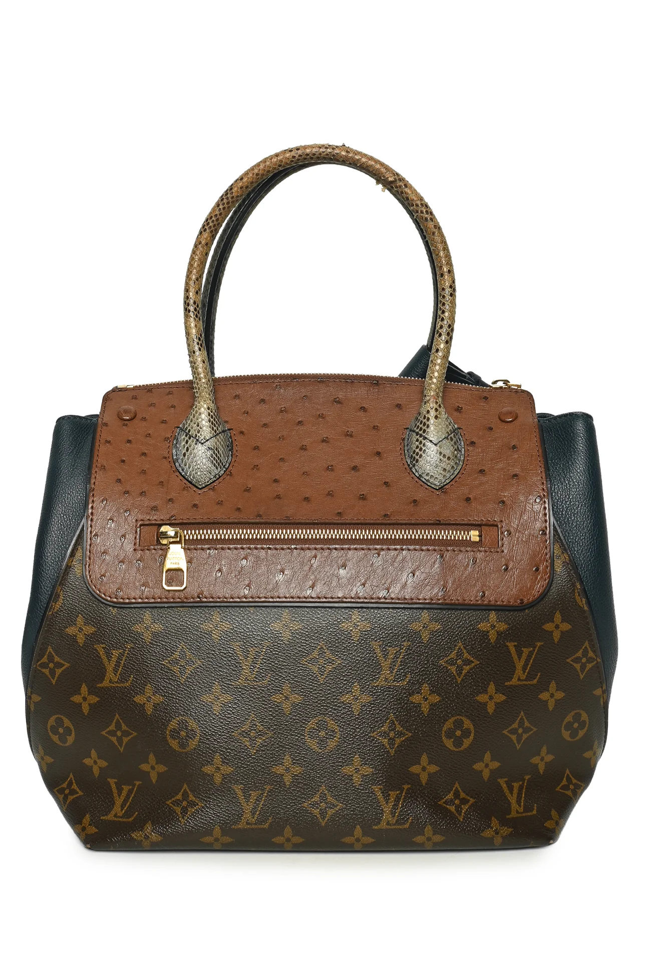 Louis Vuitton Canvas, Leather, Ostrich & Python Majestueux Exotique MM Tote - Image 3