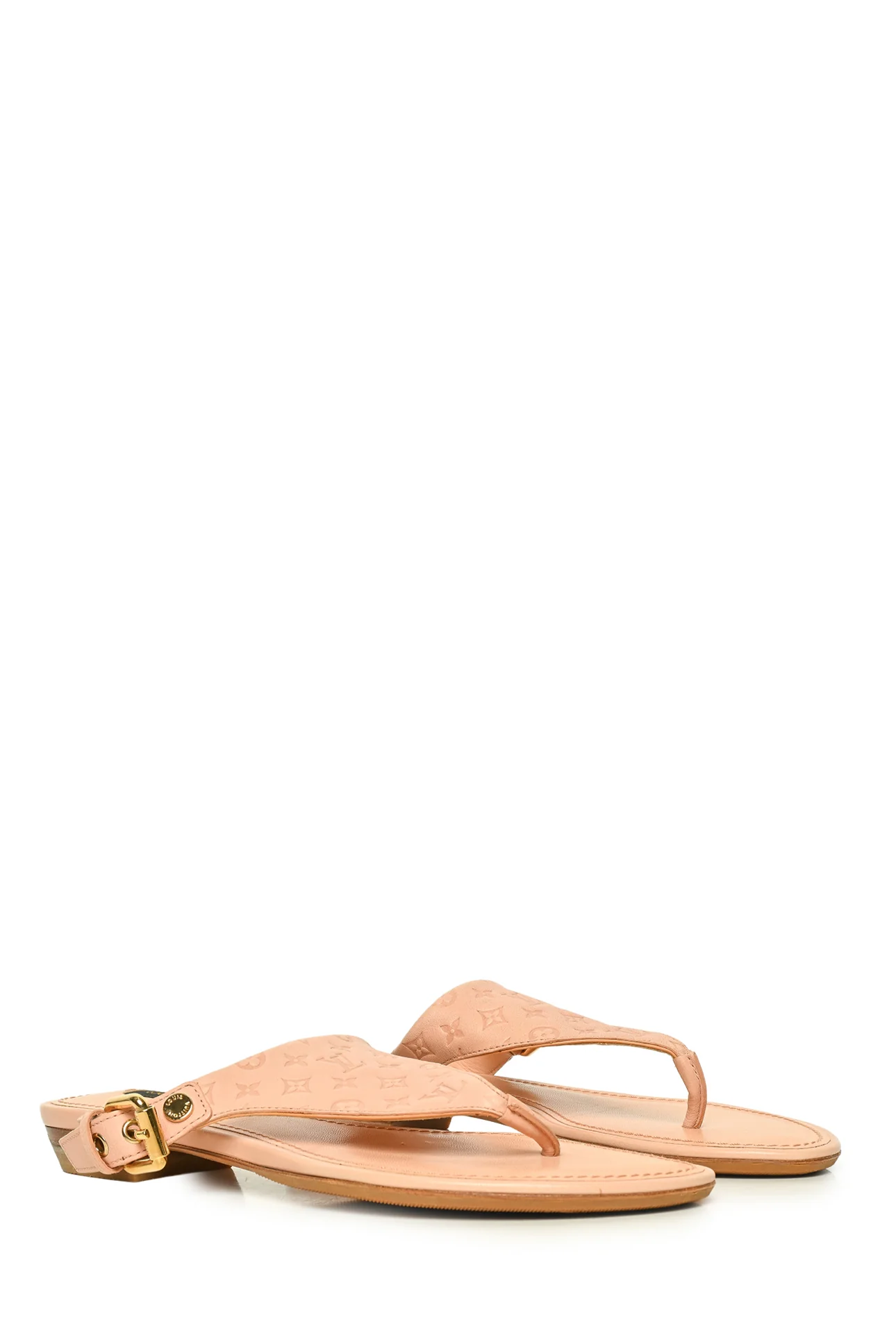 Louis Vuitton Size 36 Rose Florentine Monogram Empreinte Leather Flat Sandals - Image 2