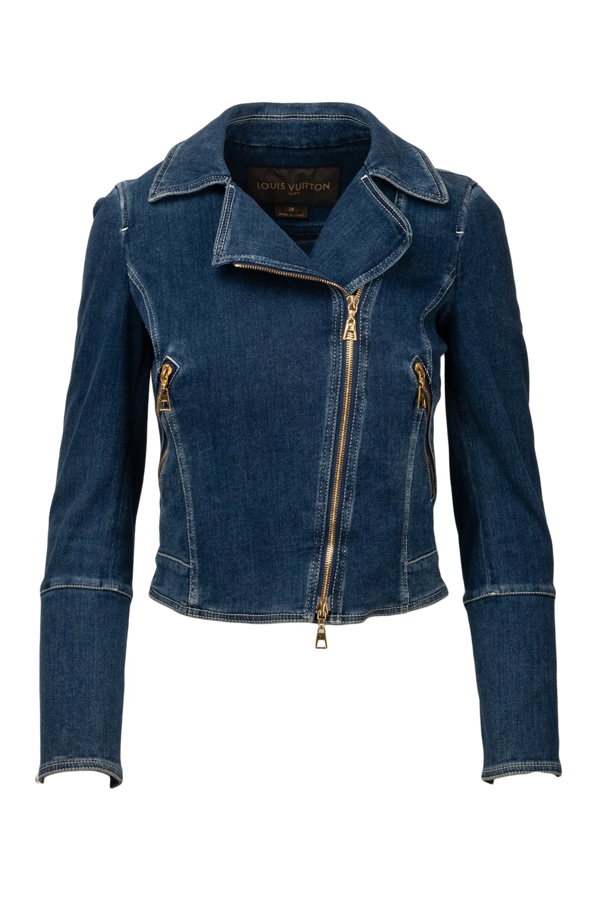 Louis Vuitton Size 38 2012 Dark Wash Denim Biker Jacket