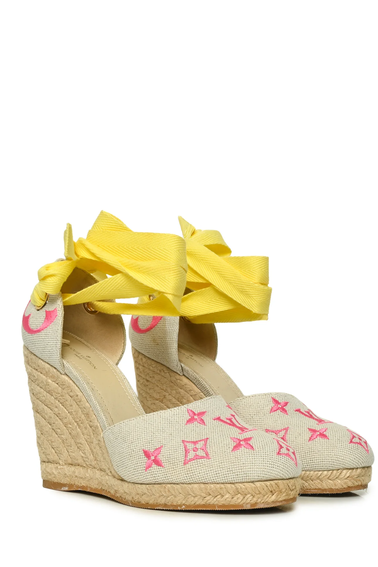 Louis Vuitton Size 38 Canvas Monogram Starboard Wedge Espadrilles - Image 2