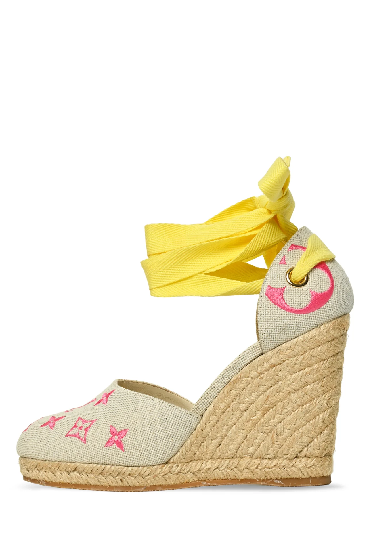 Louis Vuitton Size 38 Canvas Monogram Starboard Wedge Espadrilles - Image 3