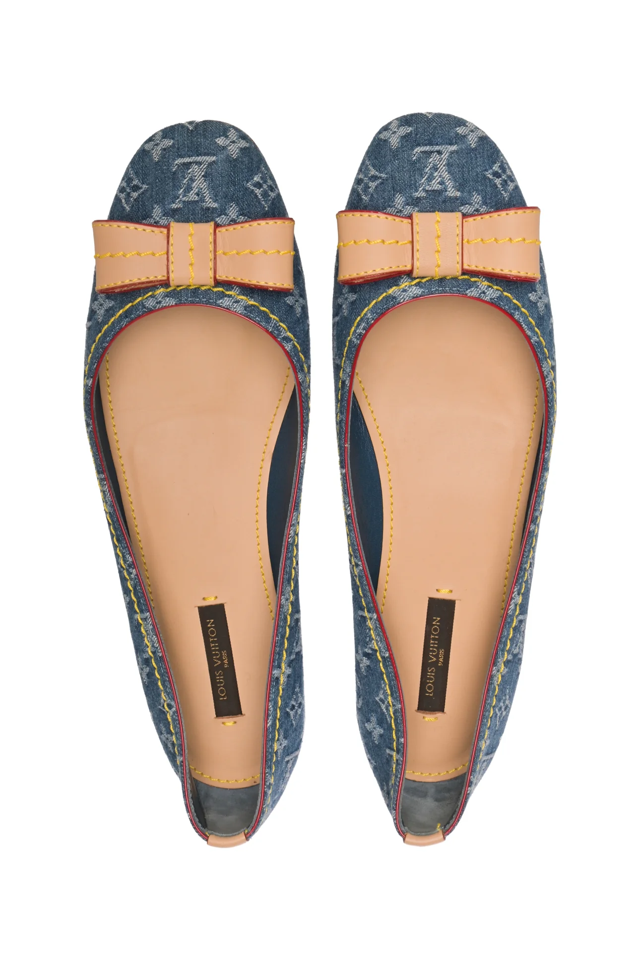 Louis Vuitton Size 38 Monogram Denim Bow Ballet Flats - Image 6