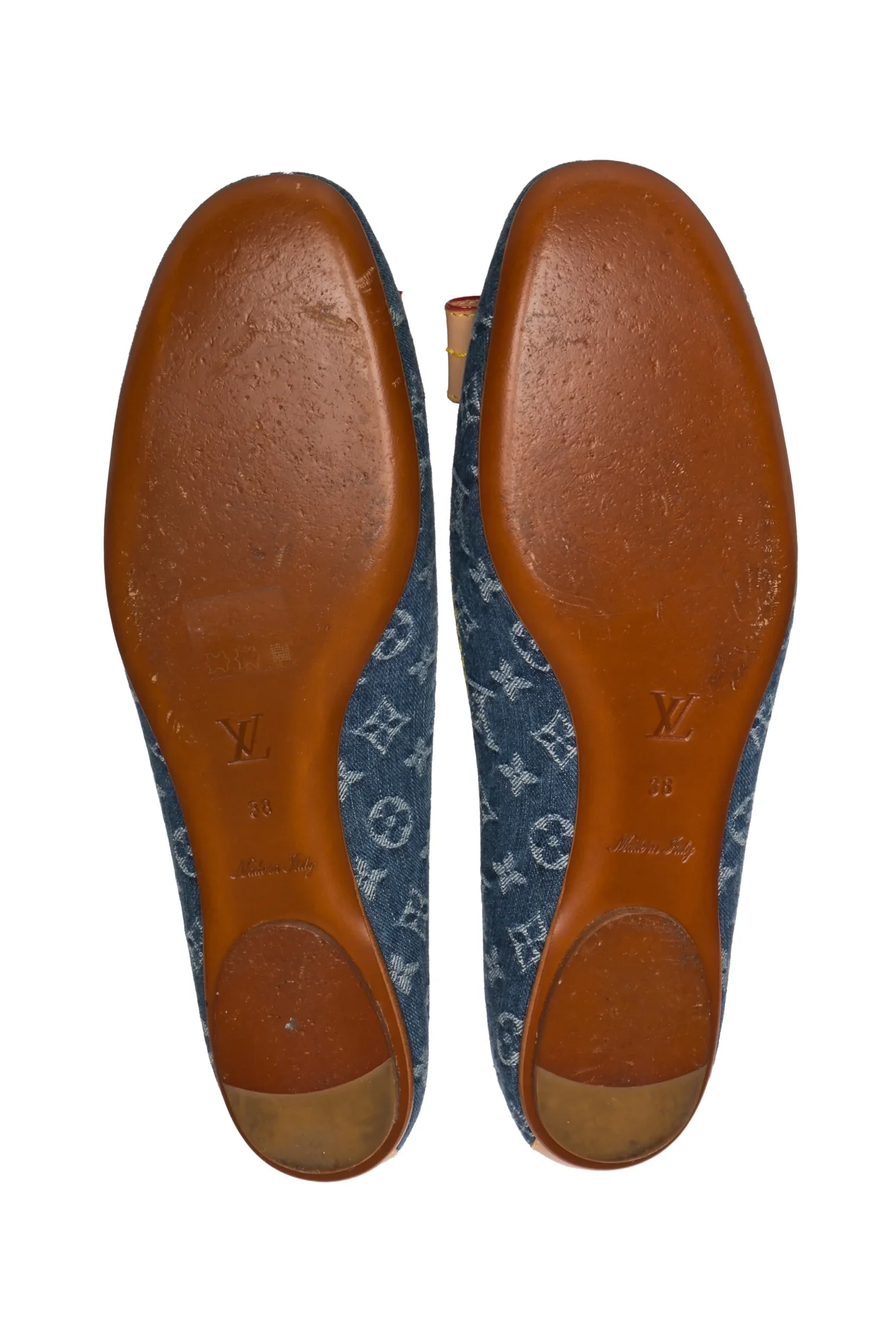 Louis Vuitton Size 38 Monogram Denim Bow Ballet Flats - Image 7