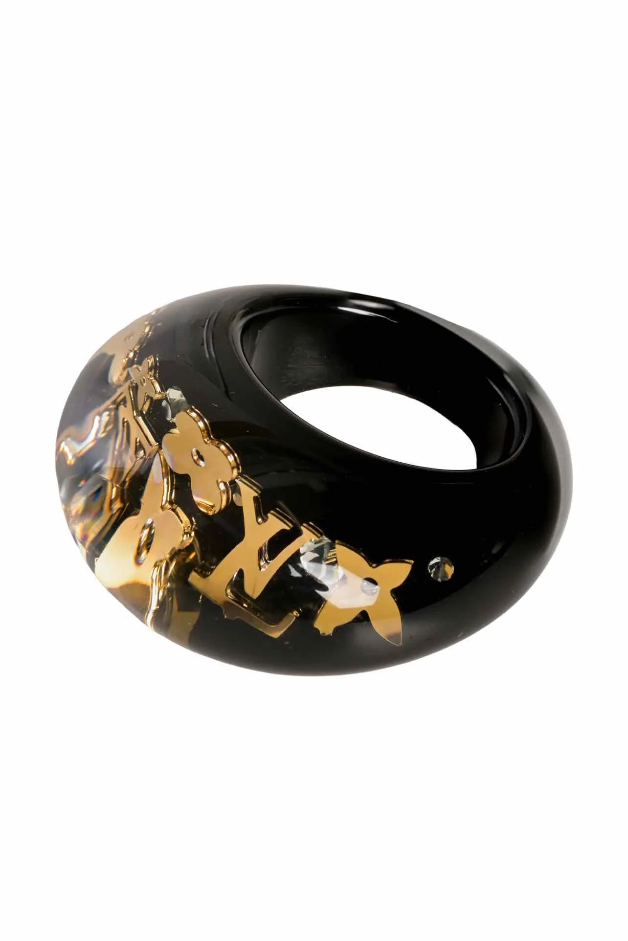 Louis Vuitton Size 8 Crystal & Resin Inclusion Dome Ring - Image 3