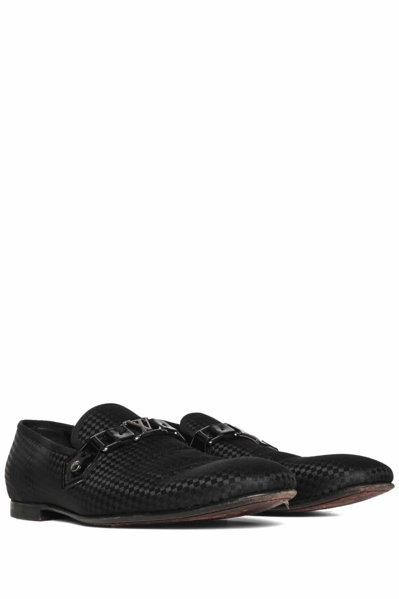 Louis Vuitton Size 9 Men's LV Plaque Satin Slip On Loafers - Image 2