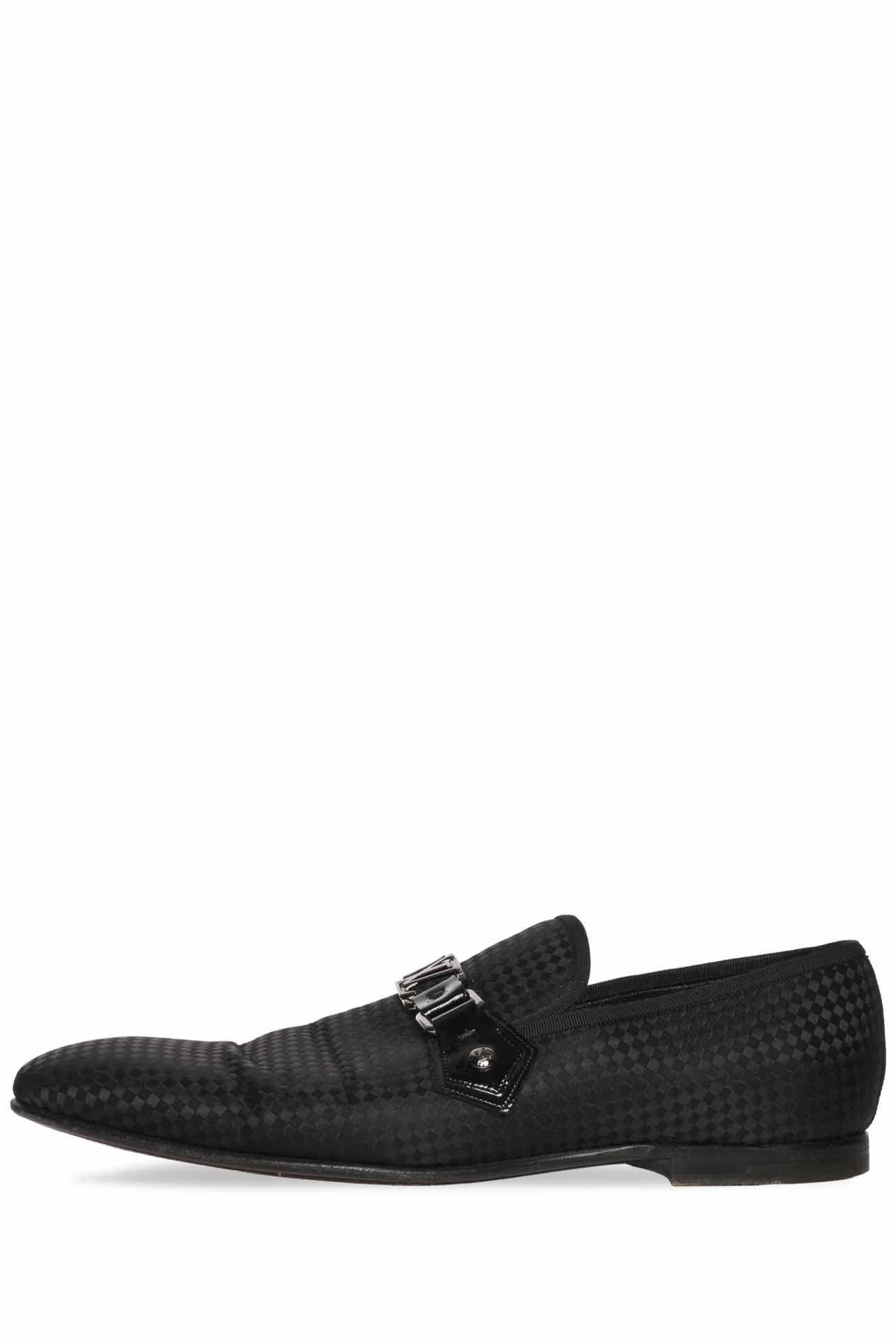 Louis Vuitton Size 9 Men's LV Plaque Satin Slip On Loafers - Image 3