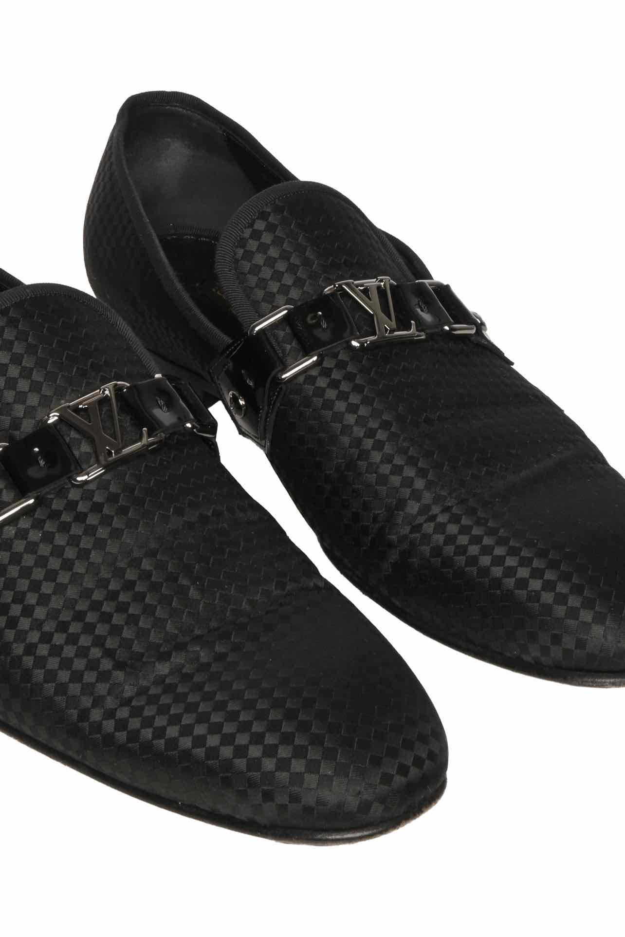 Louis Vuitton Size 9 Men's LV Plaque Satin Slip On Loafers - Image 4
