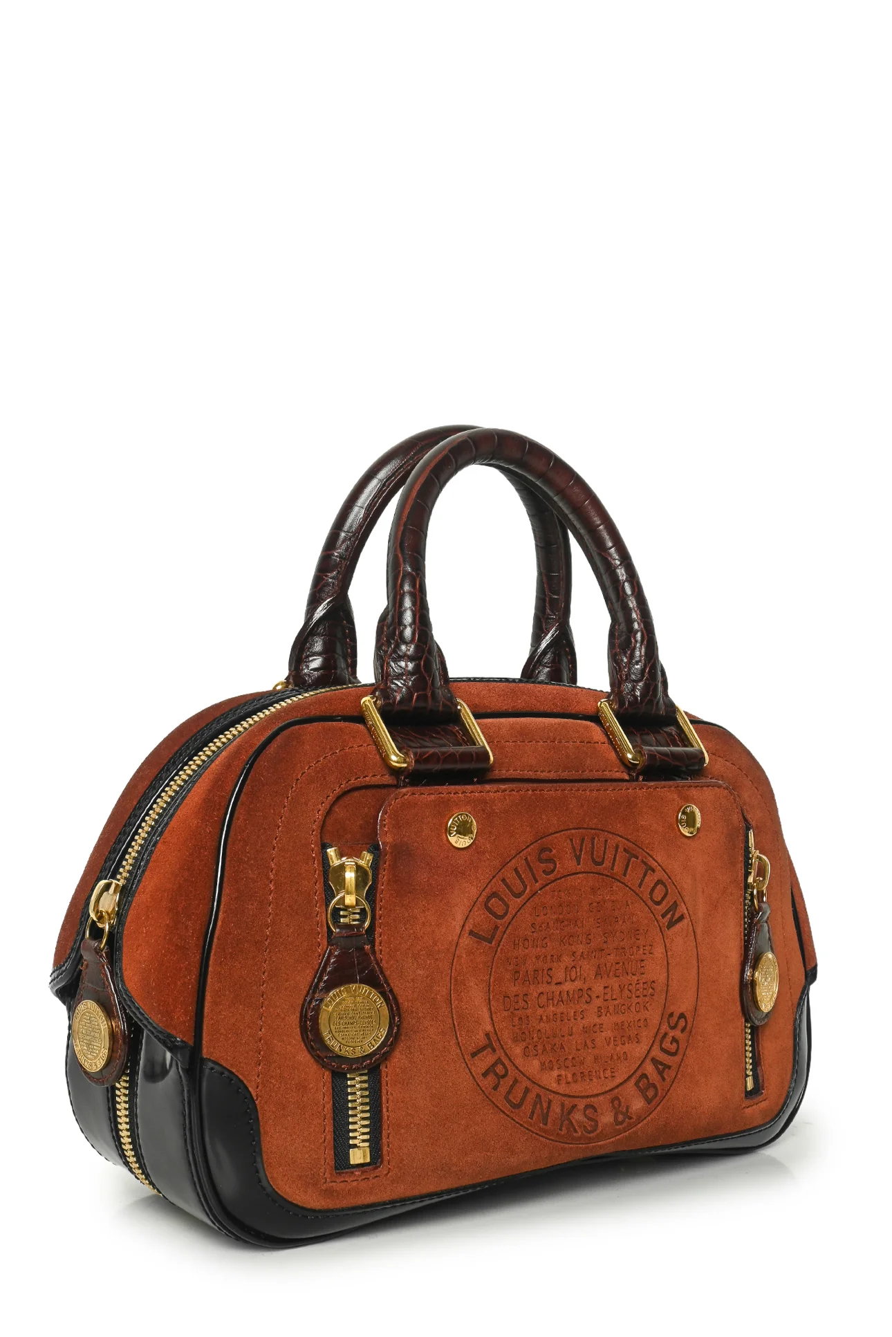 Louis Vuitton Vintage Suede Havane Stamped Trunk PM Purse - Image 2