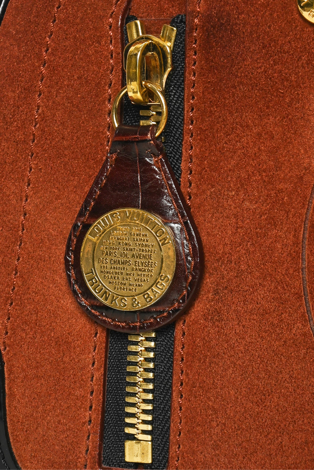 Louis Vuitton Vintage Suede Havane Stamped Trunk PM Purse - Image 6