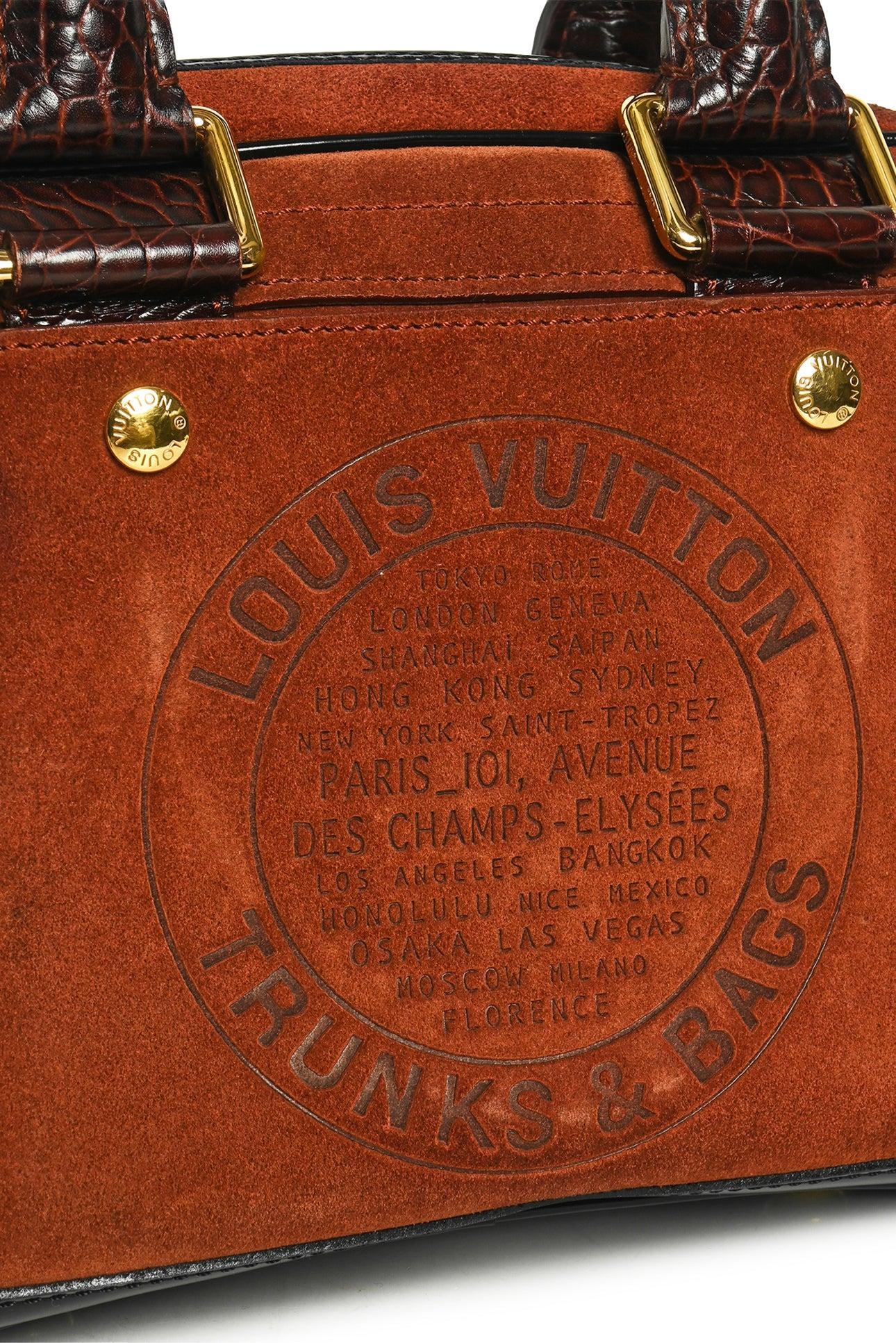 Louis Vuitton Vintage Suede Havane Stamped Trunk PM Purse - Image 7