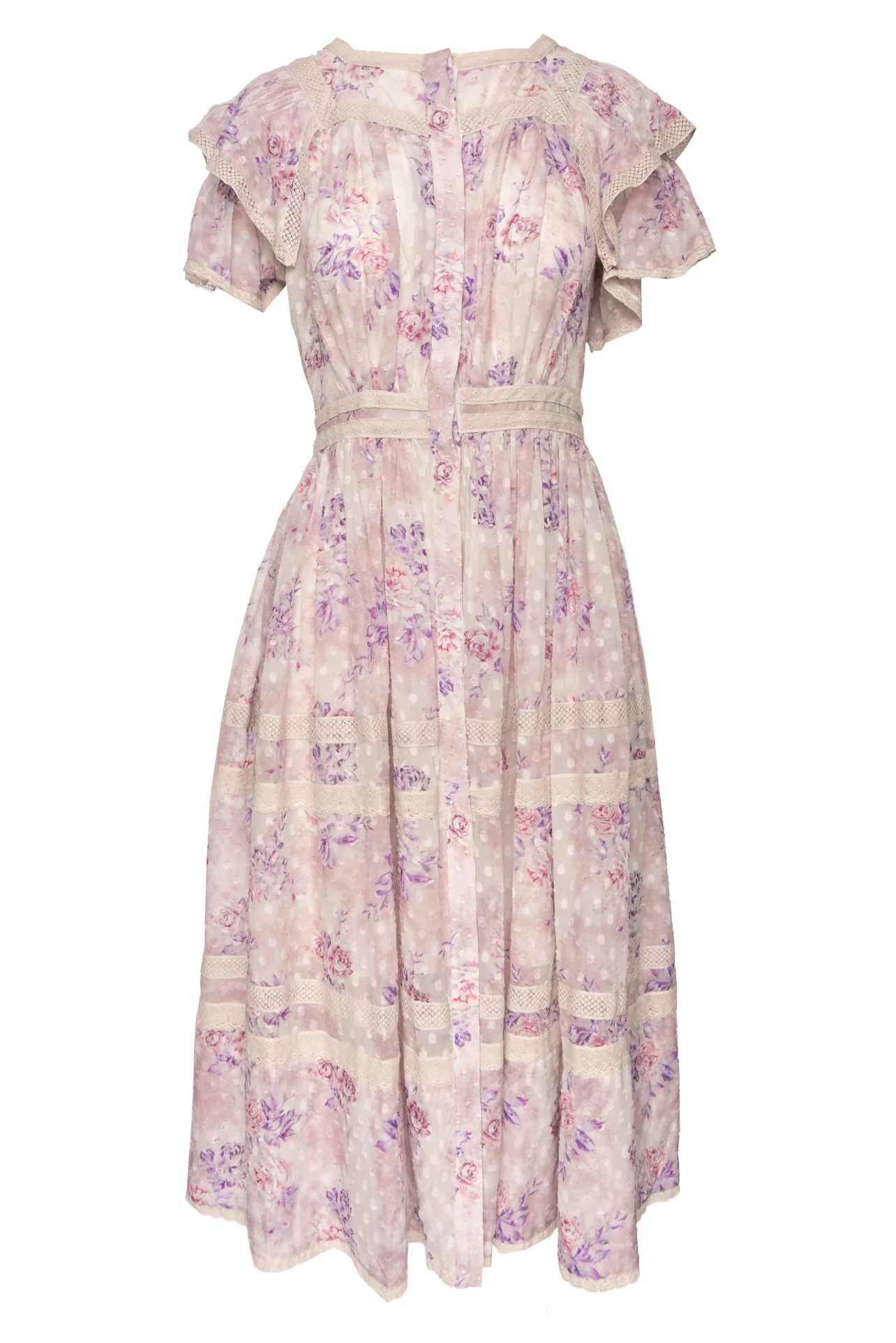 Love Shack Fancy Size 2 Floral Midi Dress