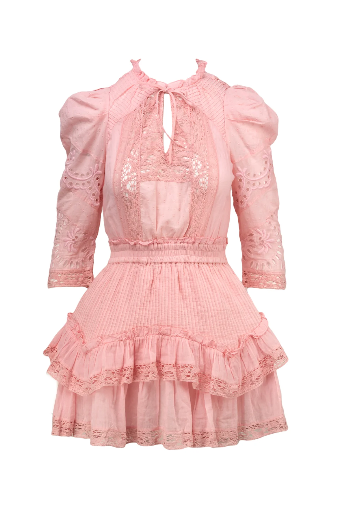Love Shack Fancy Size S Isidore Lace Rufffle Mini Dress