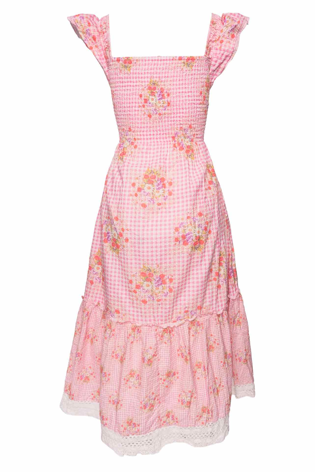 Love Shack Fancy Size XS Emeka Floral Gingham Seersucker Midi Dress - Image 2