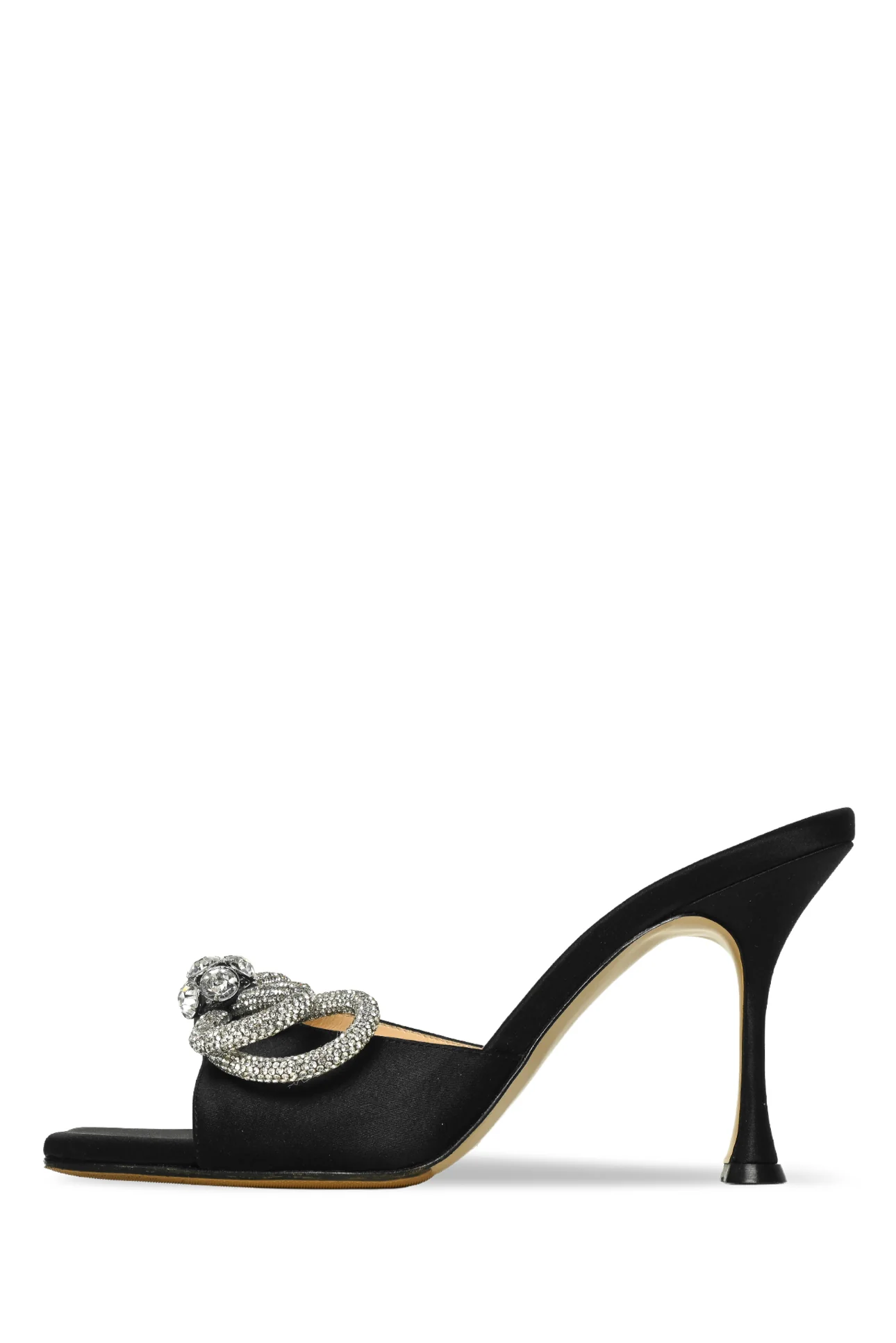 Mach & Mach Size 38 Double Bow Crystal-Embellished Satin Mules - Image 3