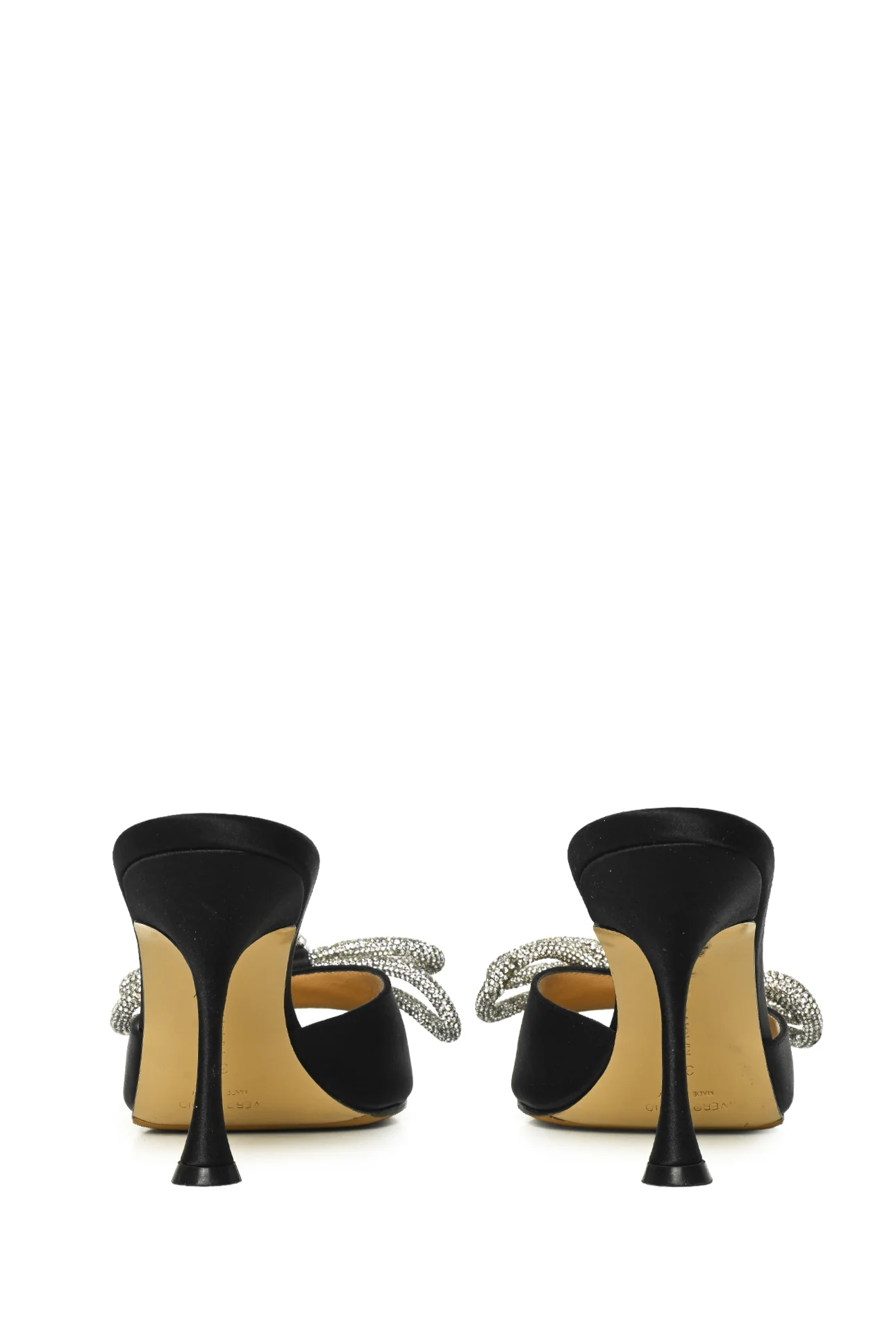 Mach & Mach Size 38 Double Bow Crystal-Embellished Satin Mules - Image 4