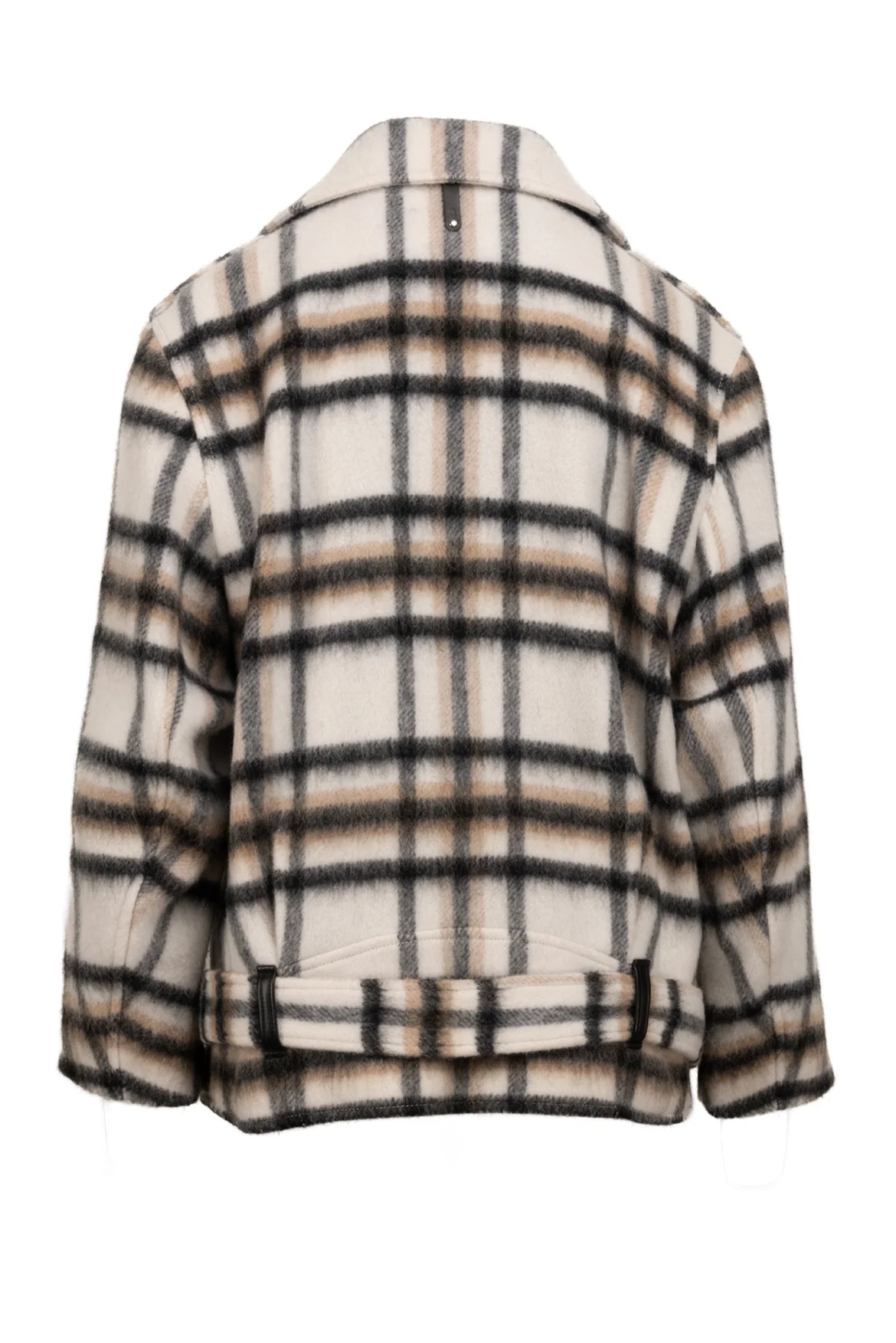 Mackage Size M Gracie Check Print Wool Blend Moto Jacket - Image 2