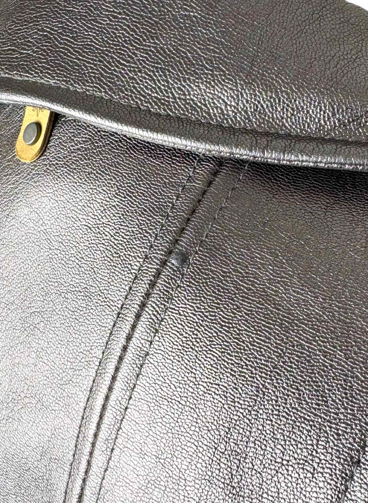Mackage Size S Metallic Silver Leather Moto Jacket - Image 4