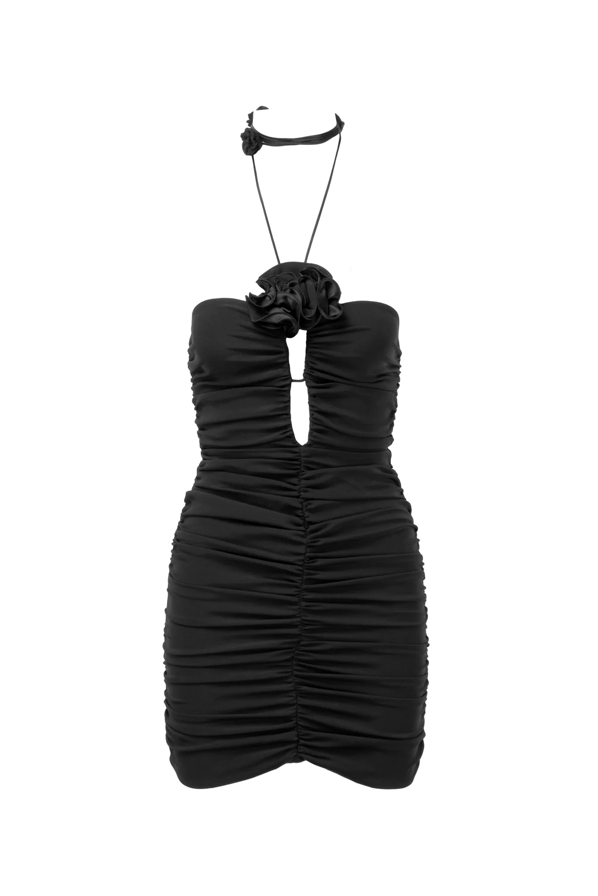 MAGDA BUTRYM Size 2 Ruched Silk Cutout Halter Mini Dress