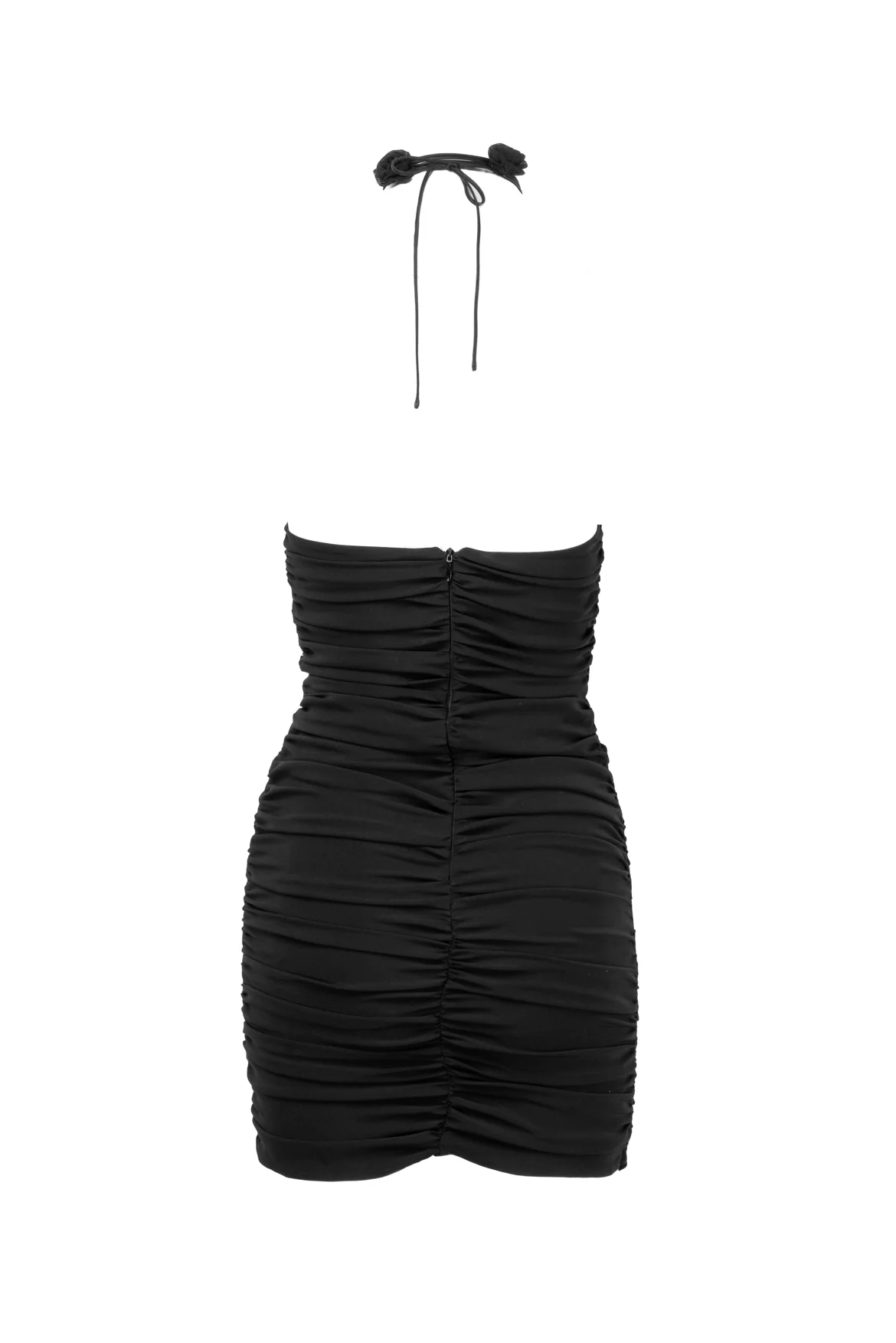 MAGDA BUTRYM Size 2 Ruched Silk Cutout Halter Mini Dress - Image 2