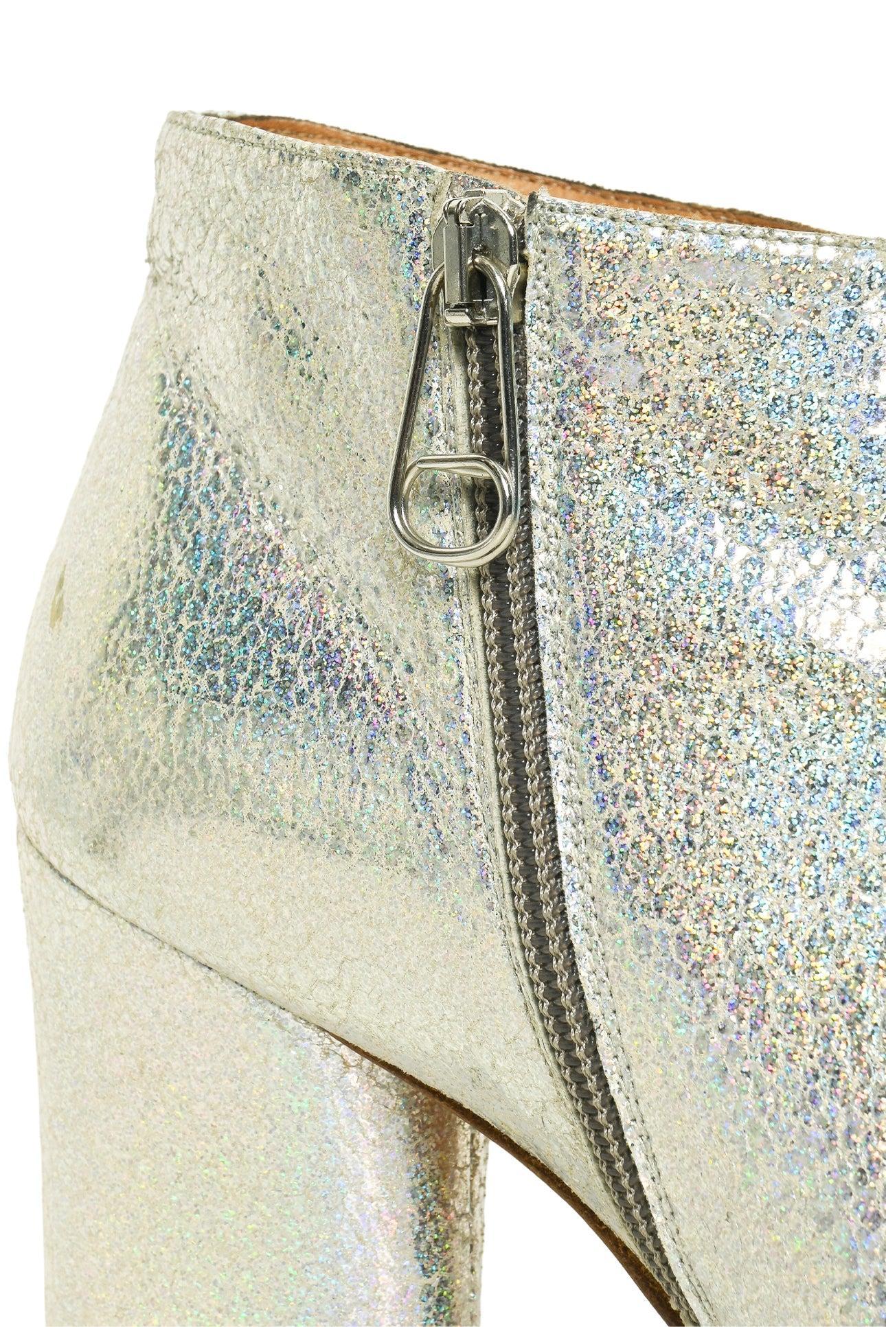 Maison Martin Margiela Size 37 Crinkled Iridescent Leather Open-Toe Ankle Boots - Image 6