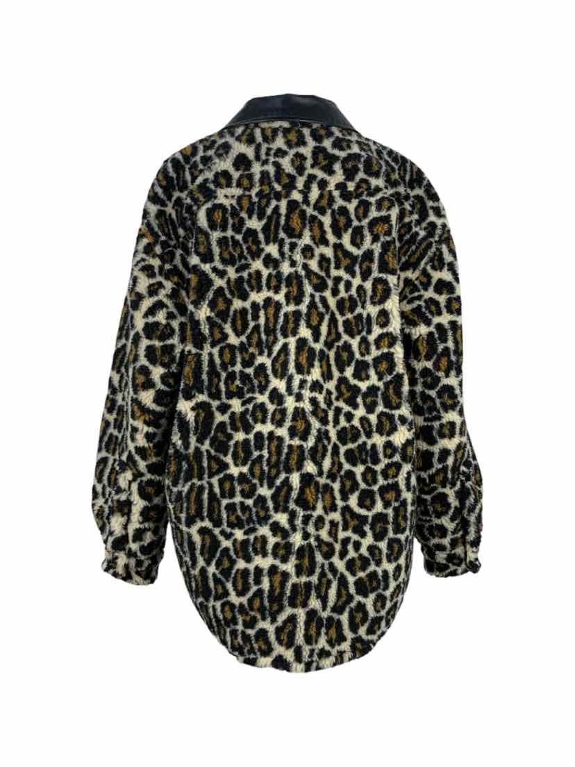 Maison Martin Margiela Size 40 Faux Leather-Trimmed Leopard  Print Shirt Jacket - Image 2