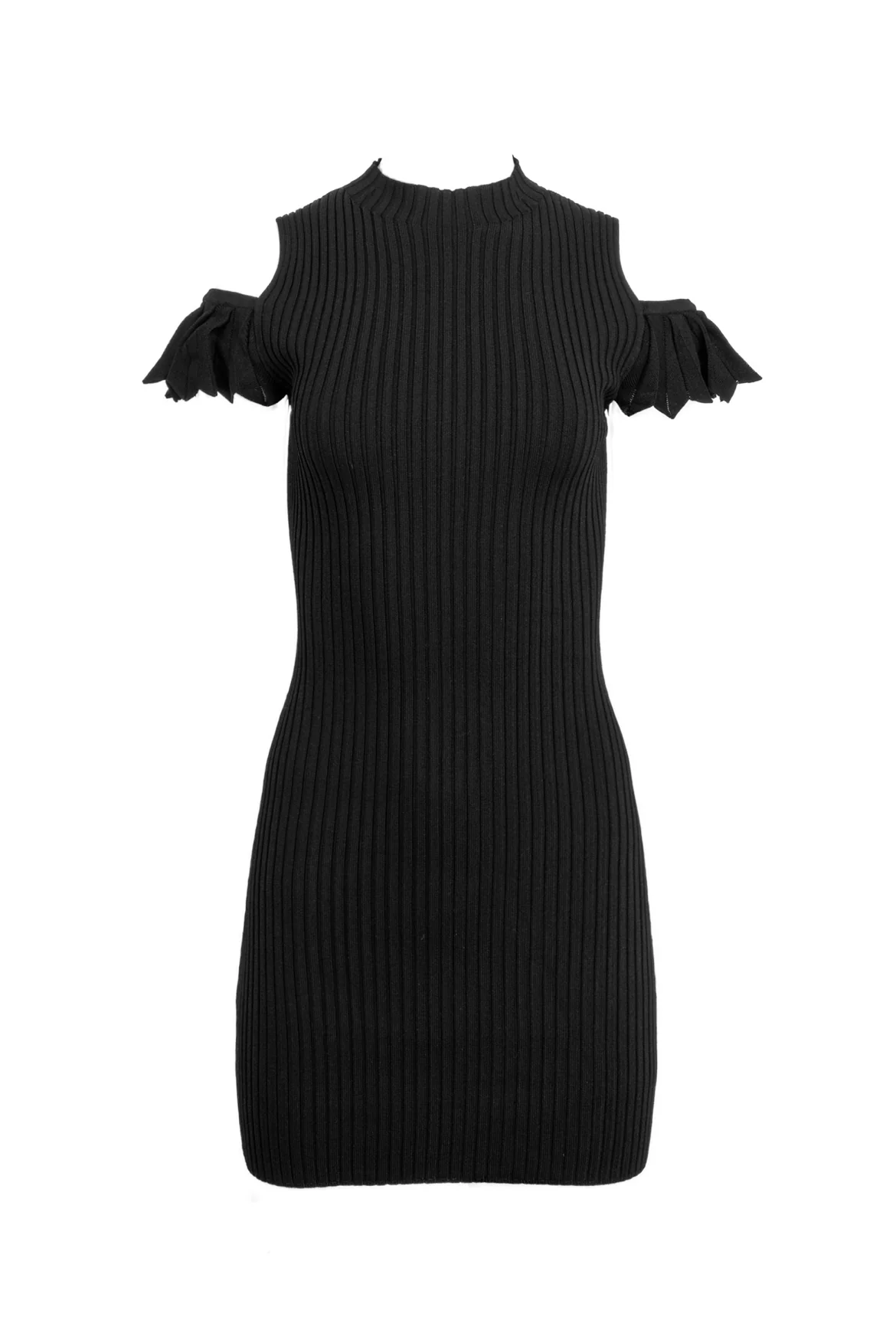 maje Size 2 Cold Shoulder Ribbed Knit Dress