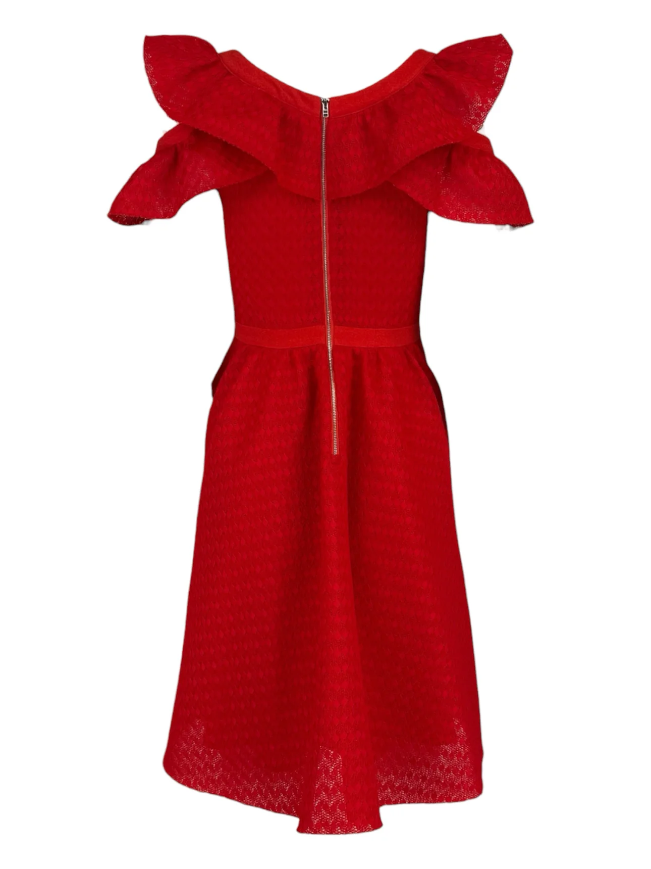 maje Size 2 Reglisse Ruffled Cold Shoulder Dress - Image 2