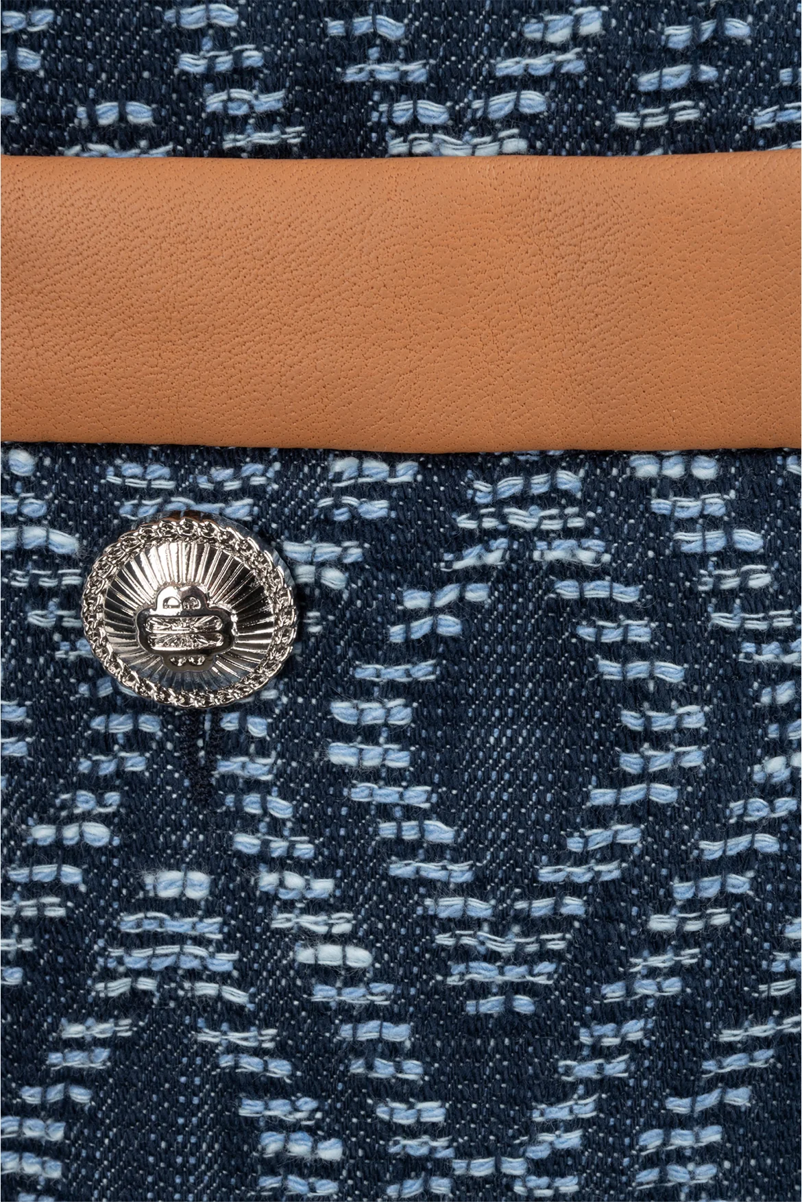 maje Size 34 Null Denim & Faux Leather Pattern Dress - Image 3