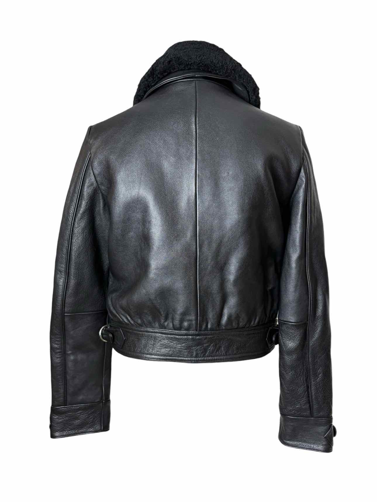 maje Size 40 Leather w/Shearling Collar Moto Jacket - Image 2