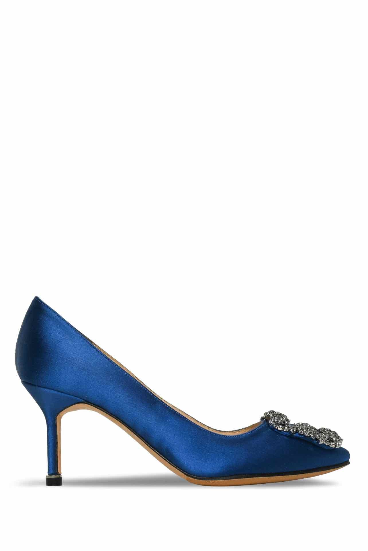 Manolo Blahnik Size 34.5 Hangisi 70 Satin Pumps