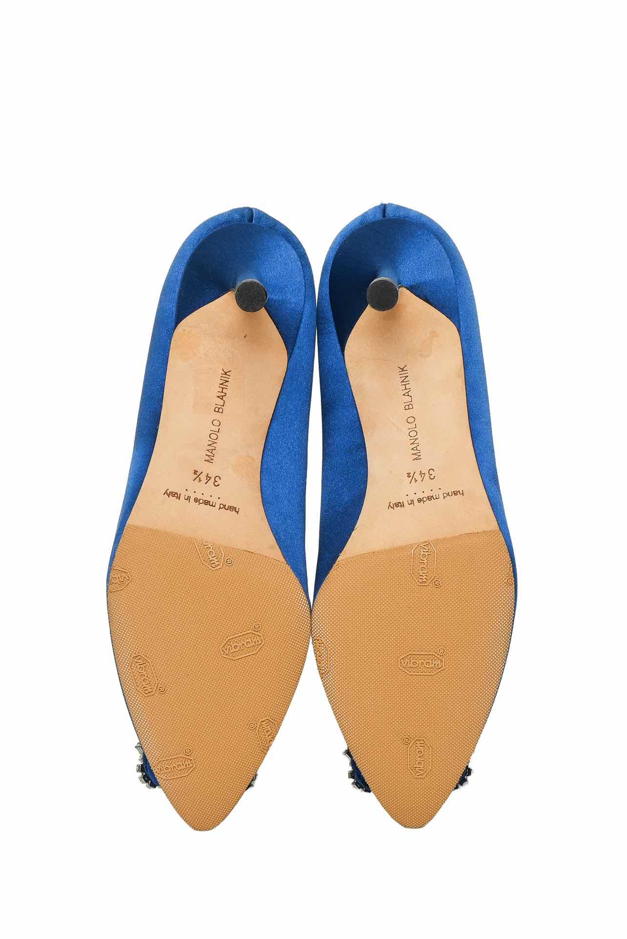 Manolo Blahnik Size 34.5 Hangisi 70 Satin Pumps - Image 7