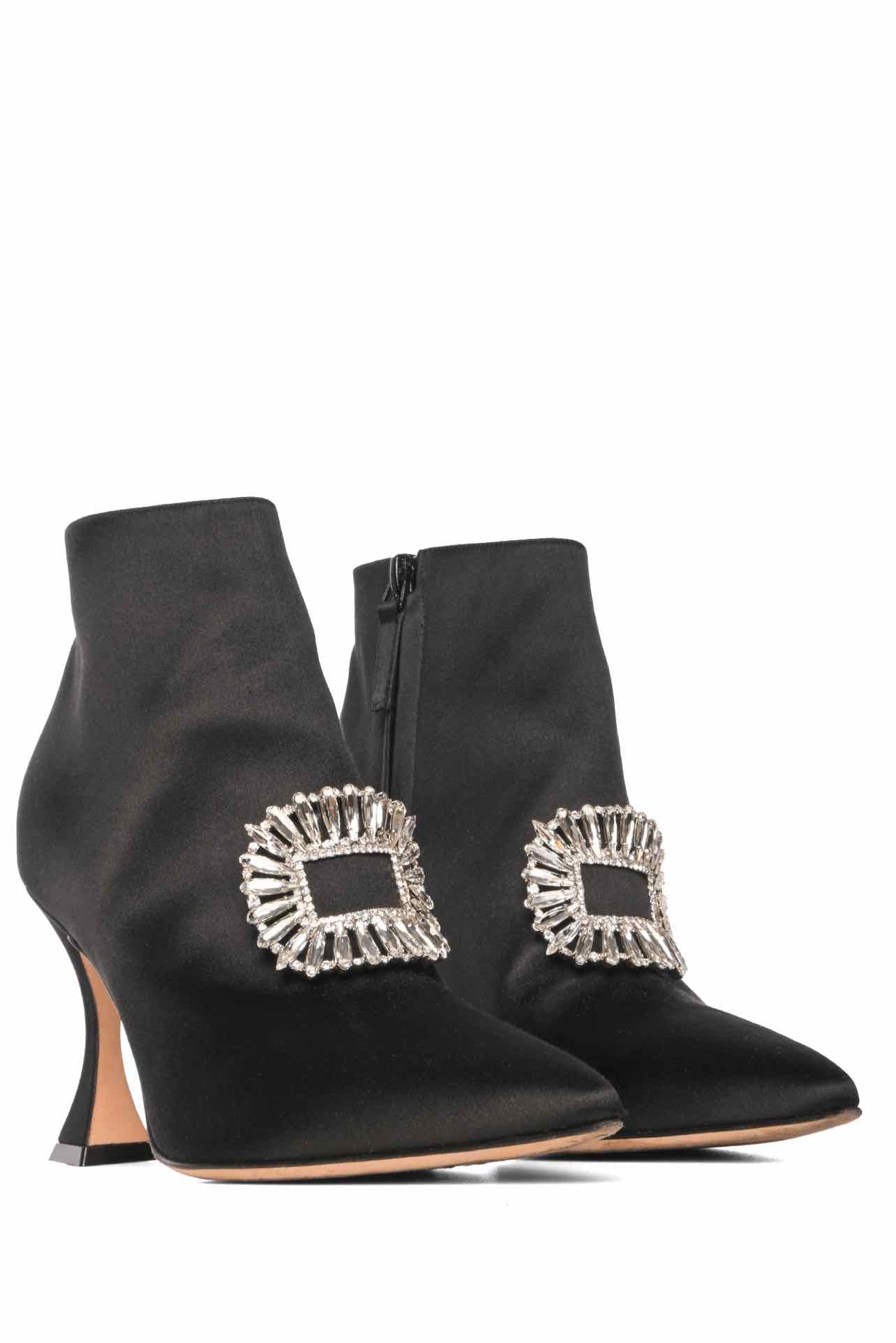 Manolo Blahnik Size 36.5 Cantita Satin Heeled Ankle Boots - Image 2