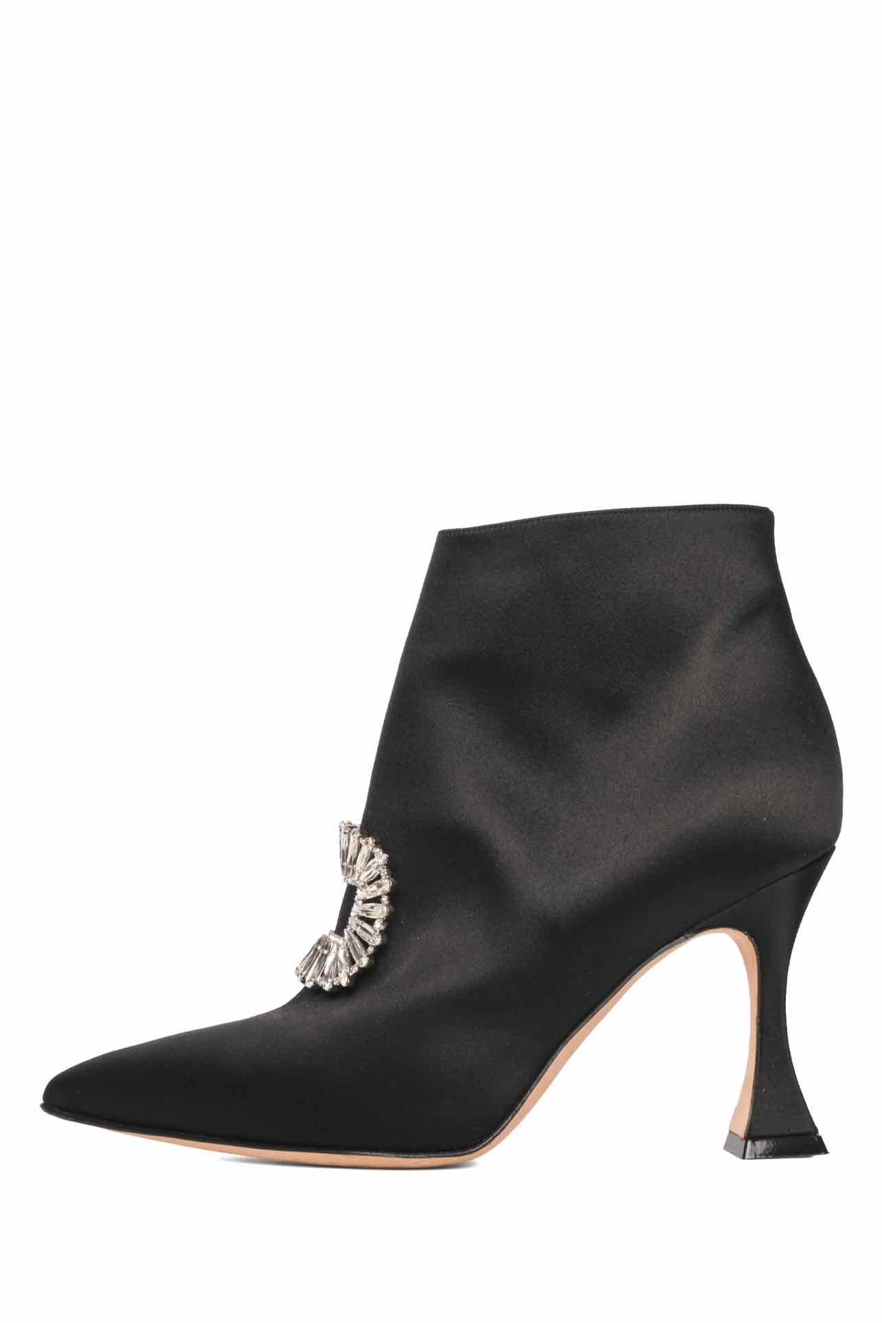 Manolo Blahnik Size 36.5 Cantita Satin Heeled Ankle Boots - Image 3