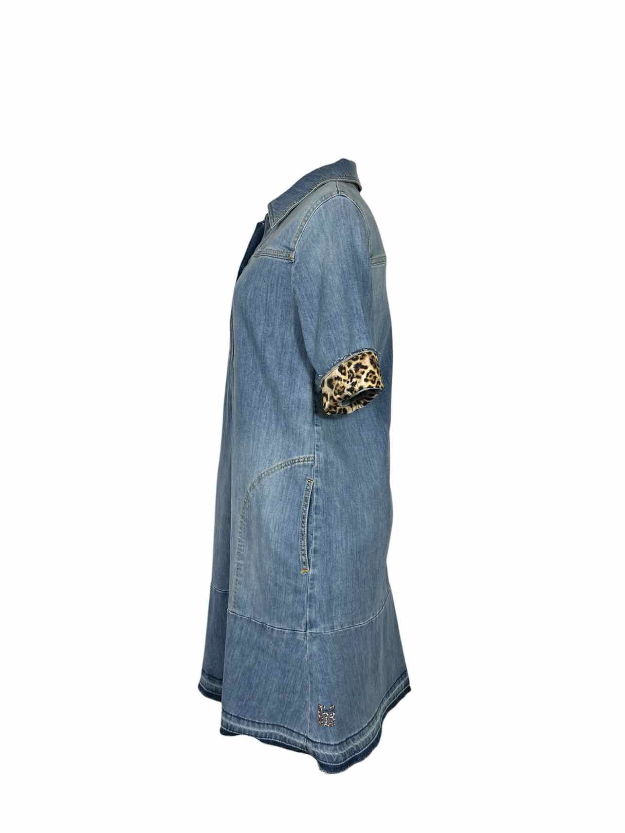 Marccain Sports Size 1 Denim & Leopard Accent Dress - Image 2