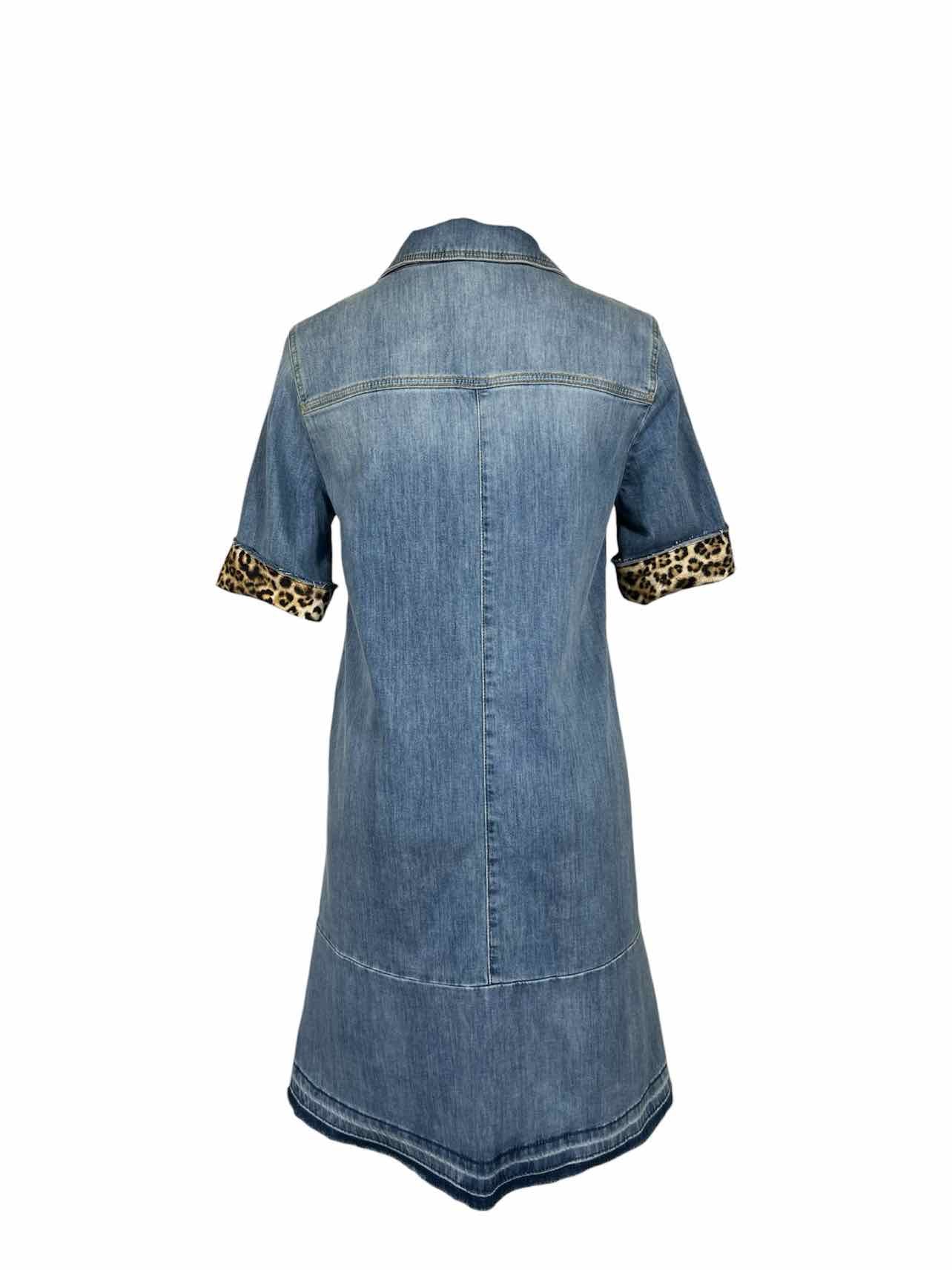 Marccain Sports Size 1 Denim & Leopard Accent Dress - Image 3