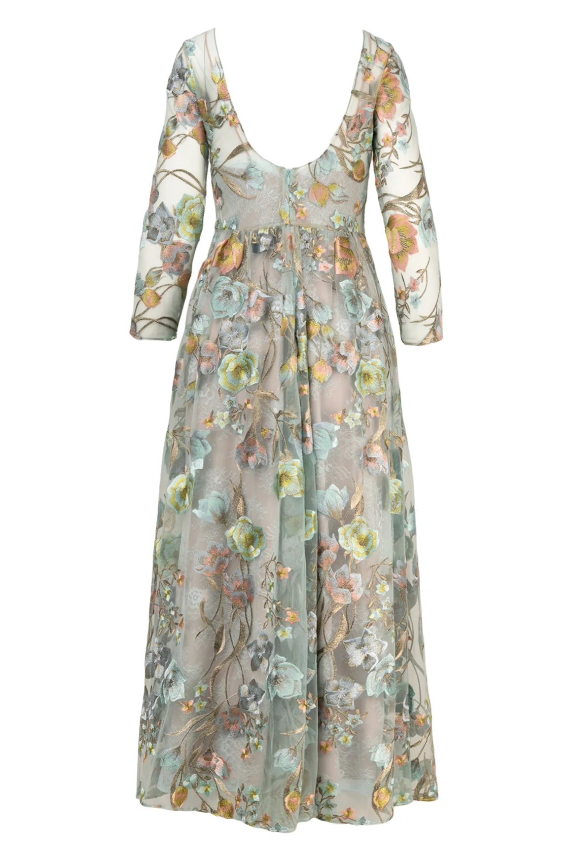 Marchesa Notte Size 2 Floral Embroidered High Neck Dress - Image 2