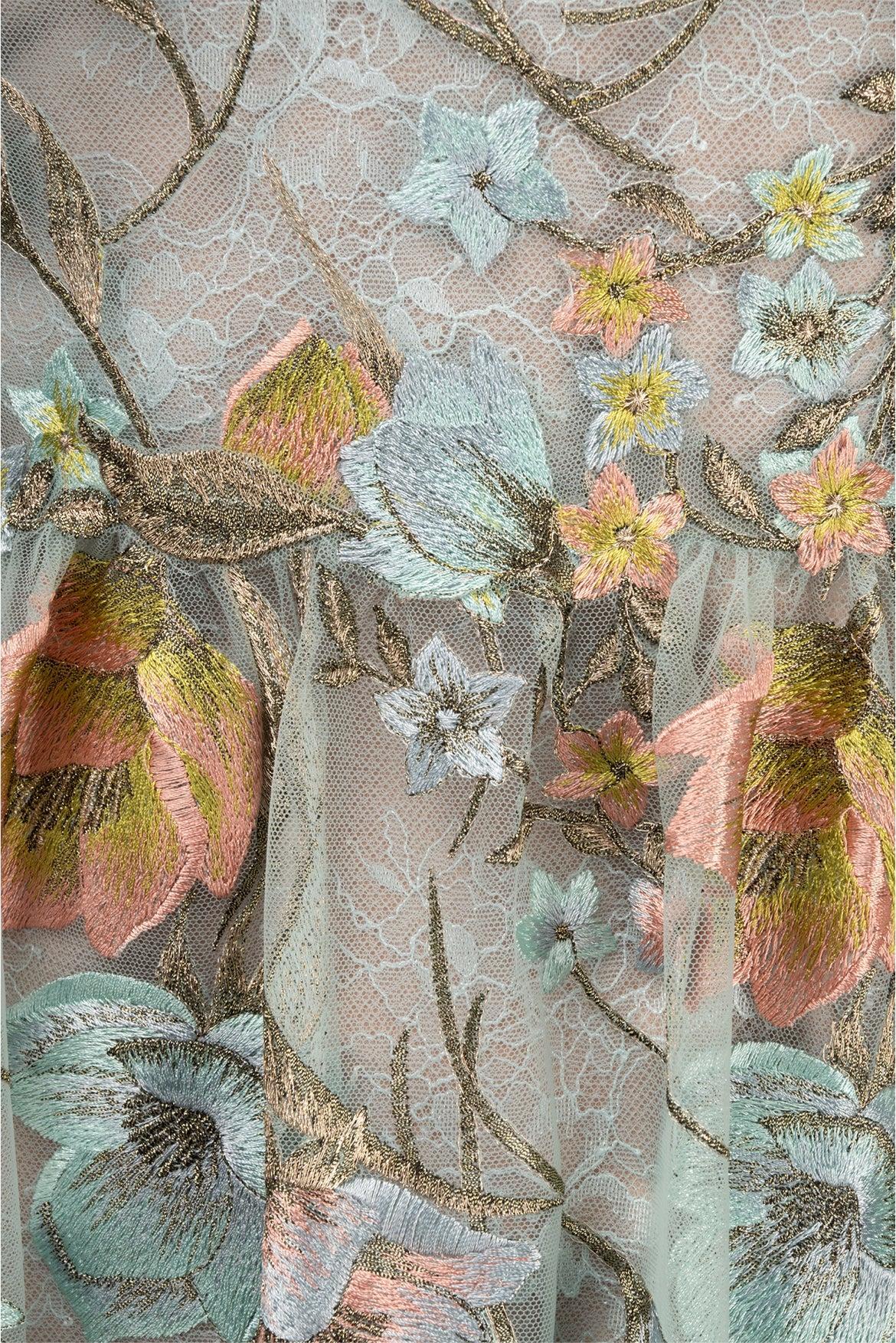 Marchesa Notte Size 2 Floral Embroidered High Neck Dress - Image 3