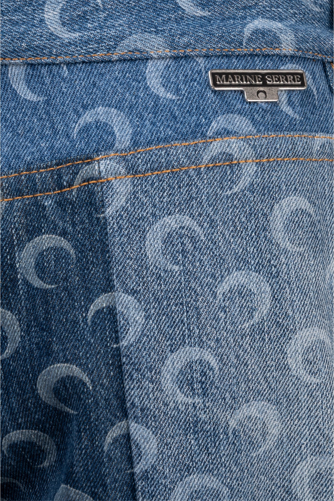 Marine Serre Size L FW20 Moon Print Regenerated Panel High-Rise Jeans - Image 3
