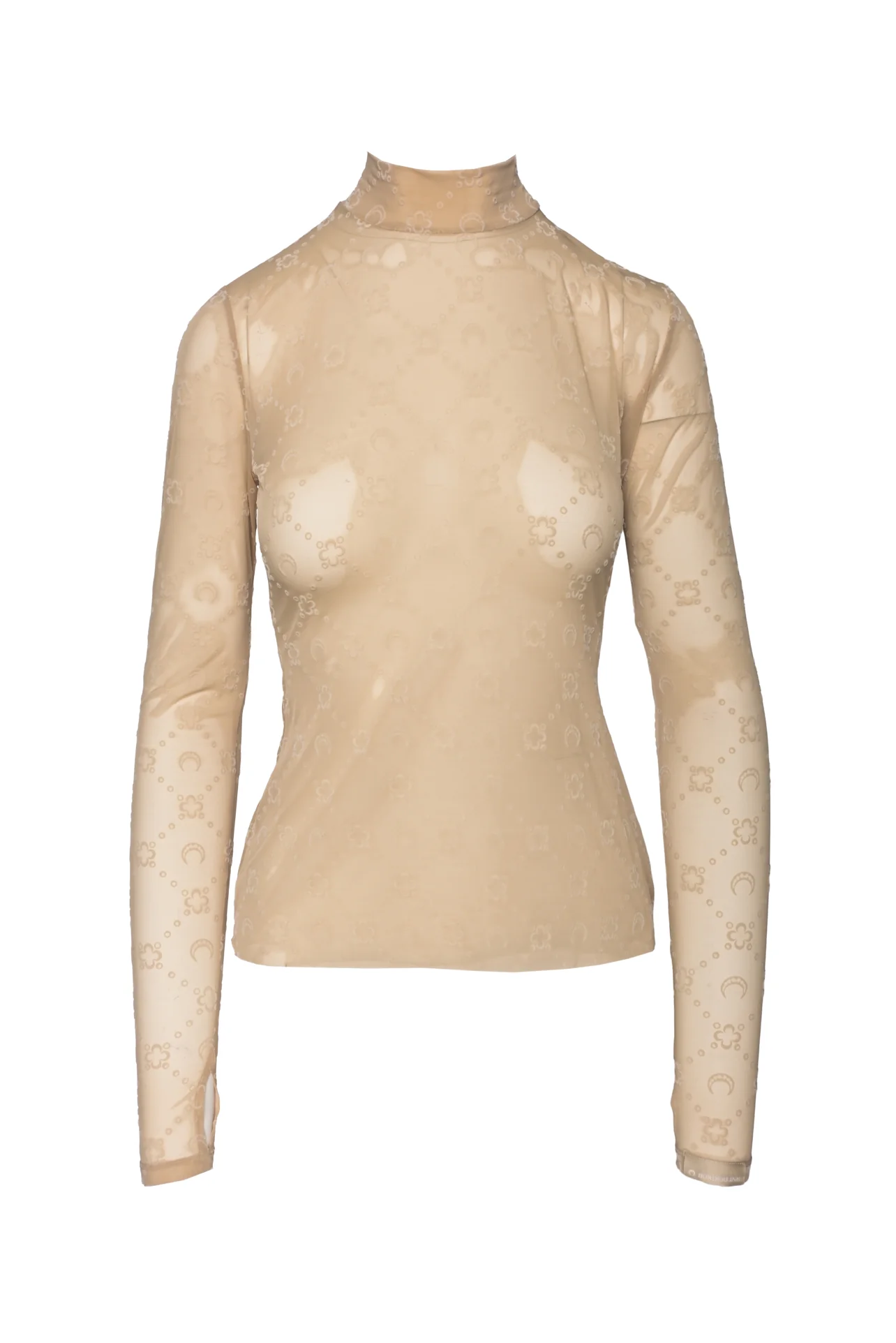 Marine Serre Size L Moonogram Mesh Flock Second Skin Highneck Tops
