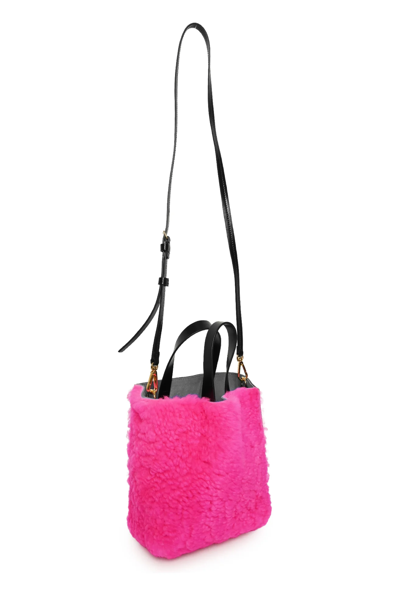 Marni Shearling Panelled Leather Museo Soft Mini Tote - Image 4
