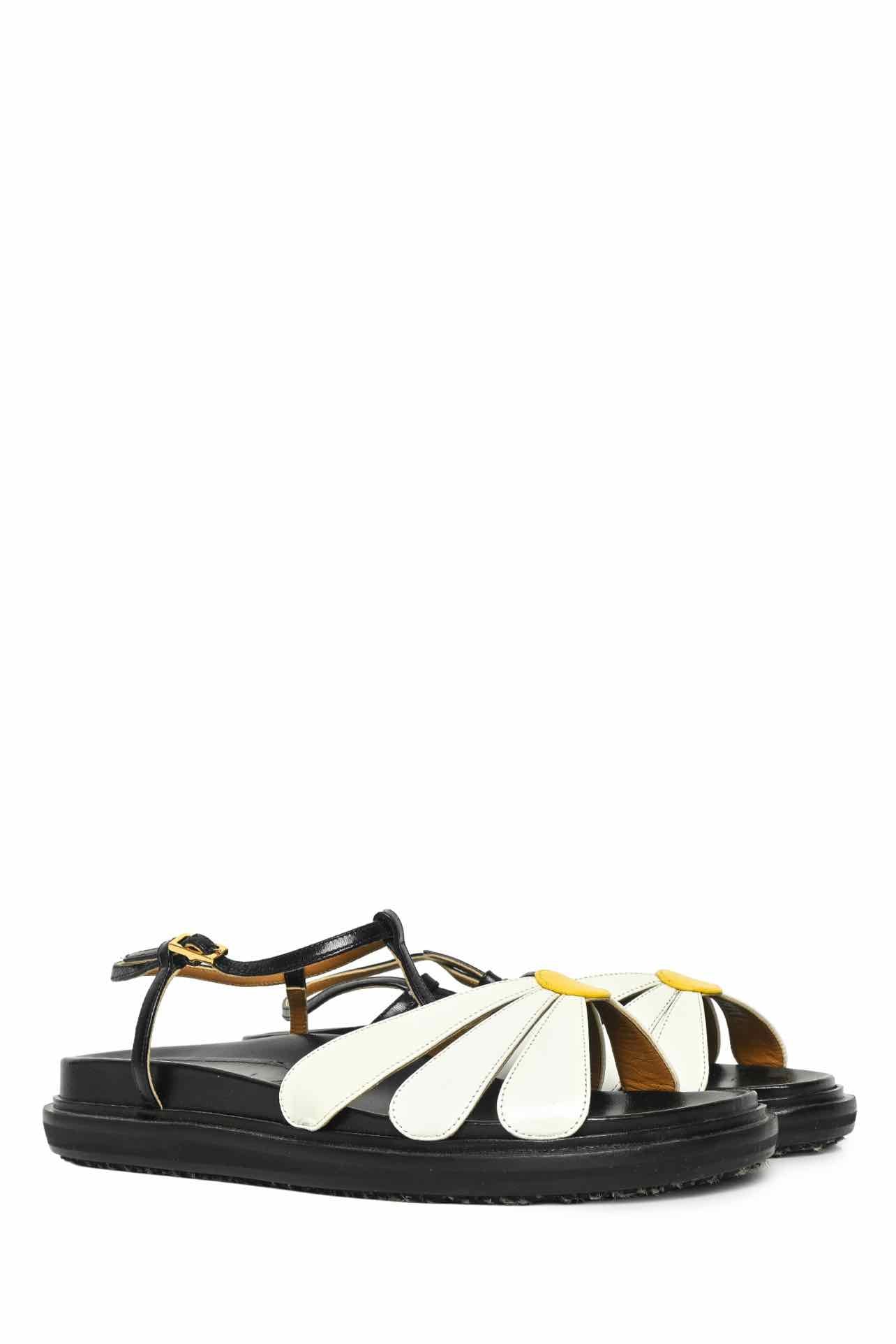 Marni Size 38.5 Fussbett Daisy Leather Sandals - Image 2