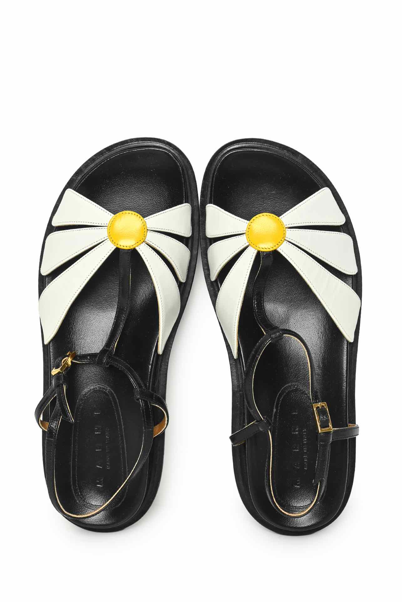 Marni Size 38.5 Fussbett Daisy Leather Sandals - Image 6
