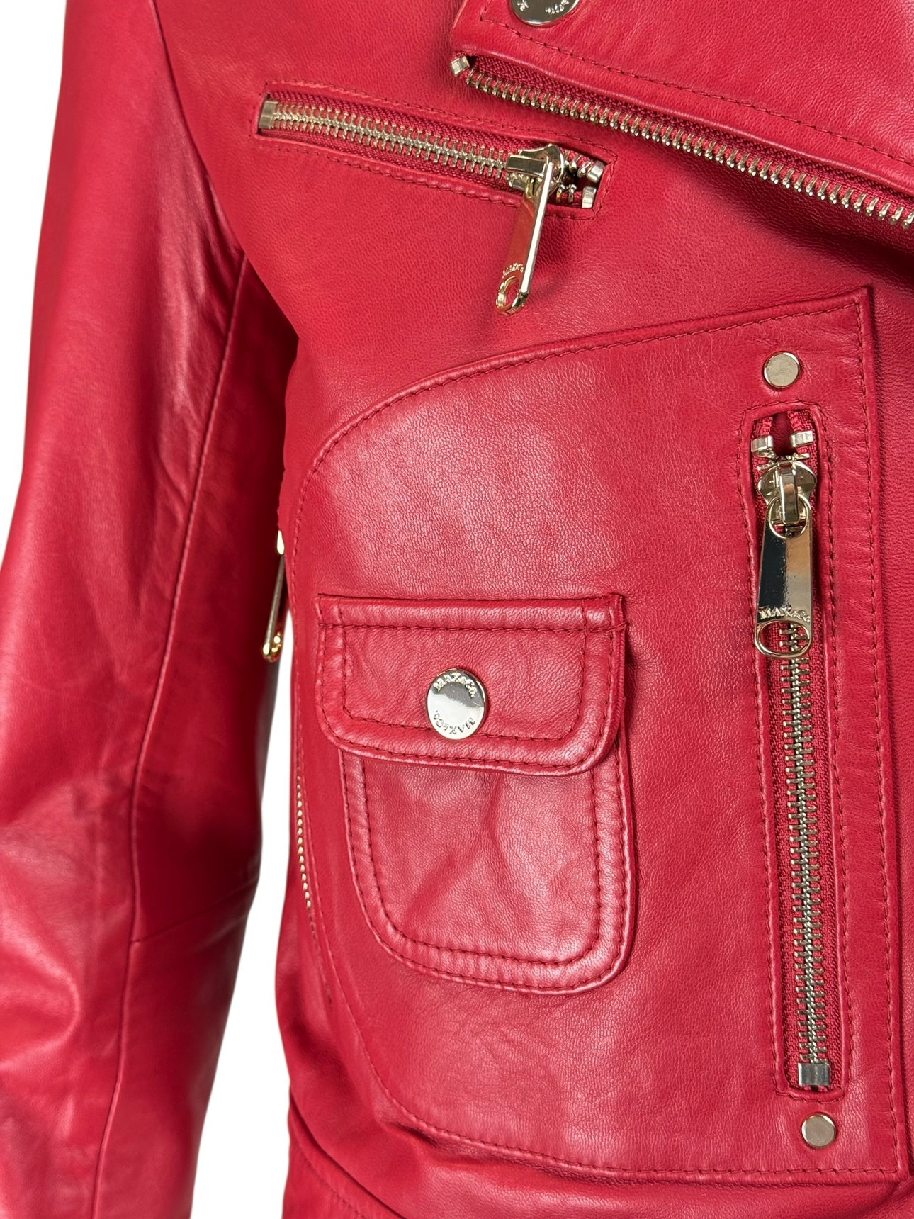 Max & Co Size 2 Leather Moto Jacket - Image 3