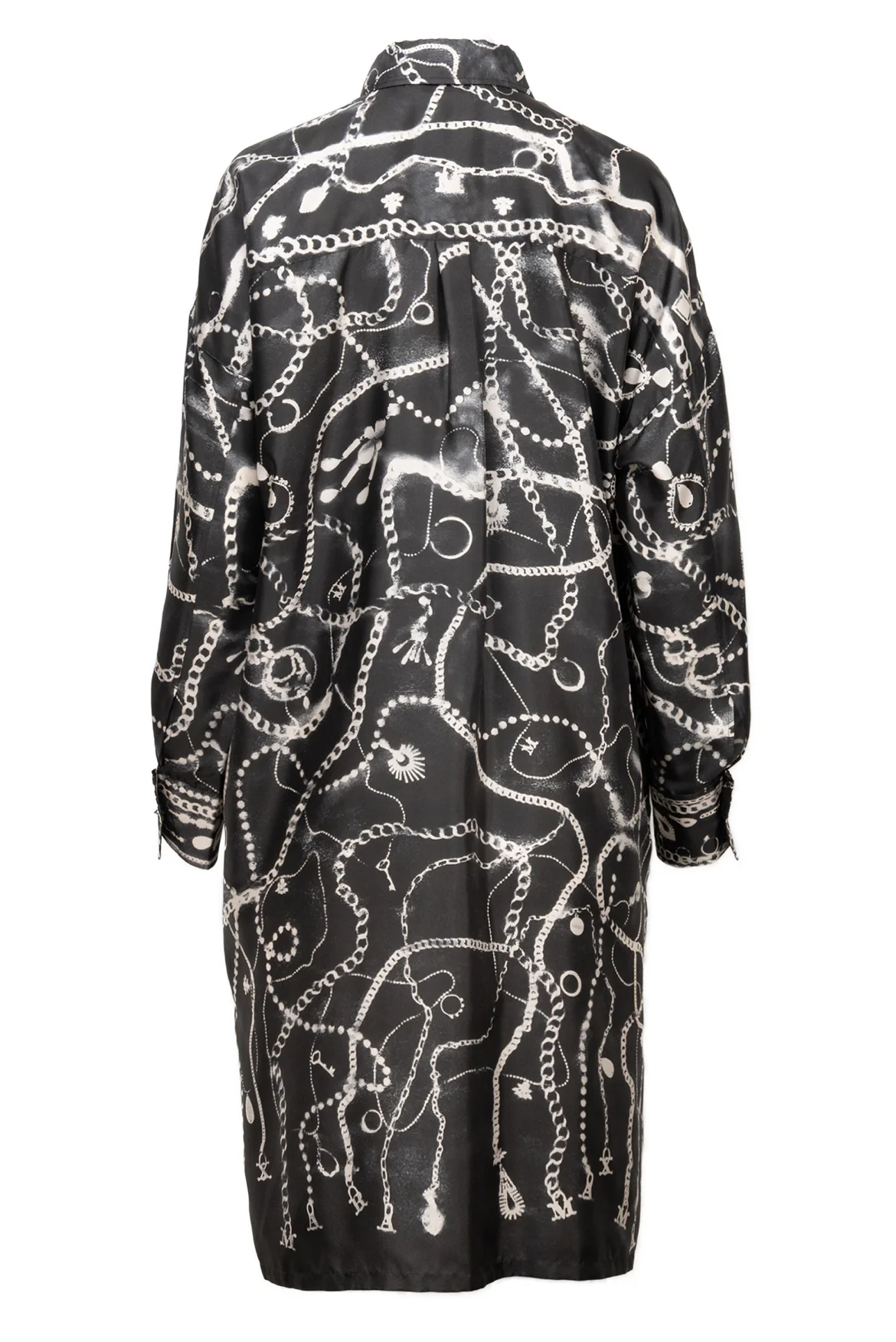 Maxmara Size 2 Bracco Chain Print Long Sleeve Silk Shirt Dress - Image 2