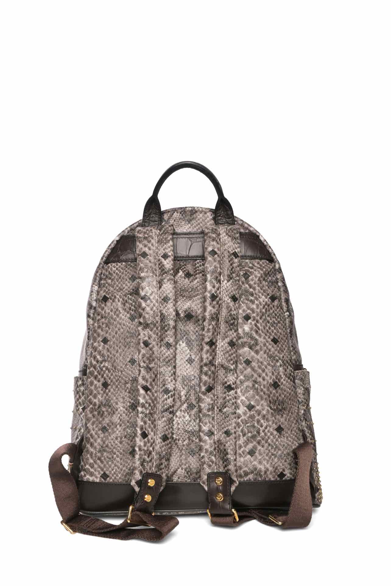 MCM Snakeskin Printed Studded Stark BackPack - Image 3