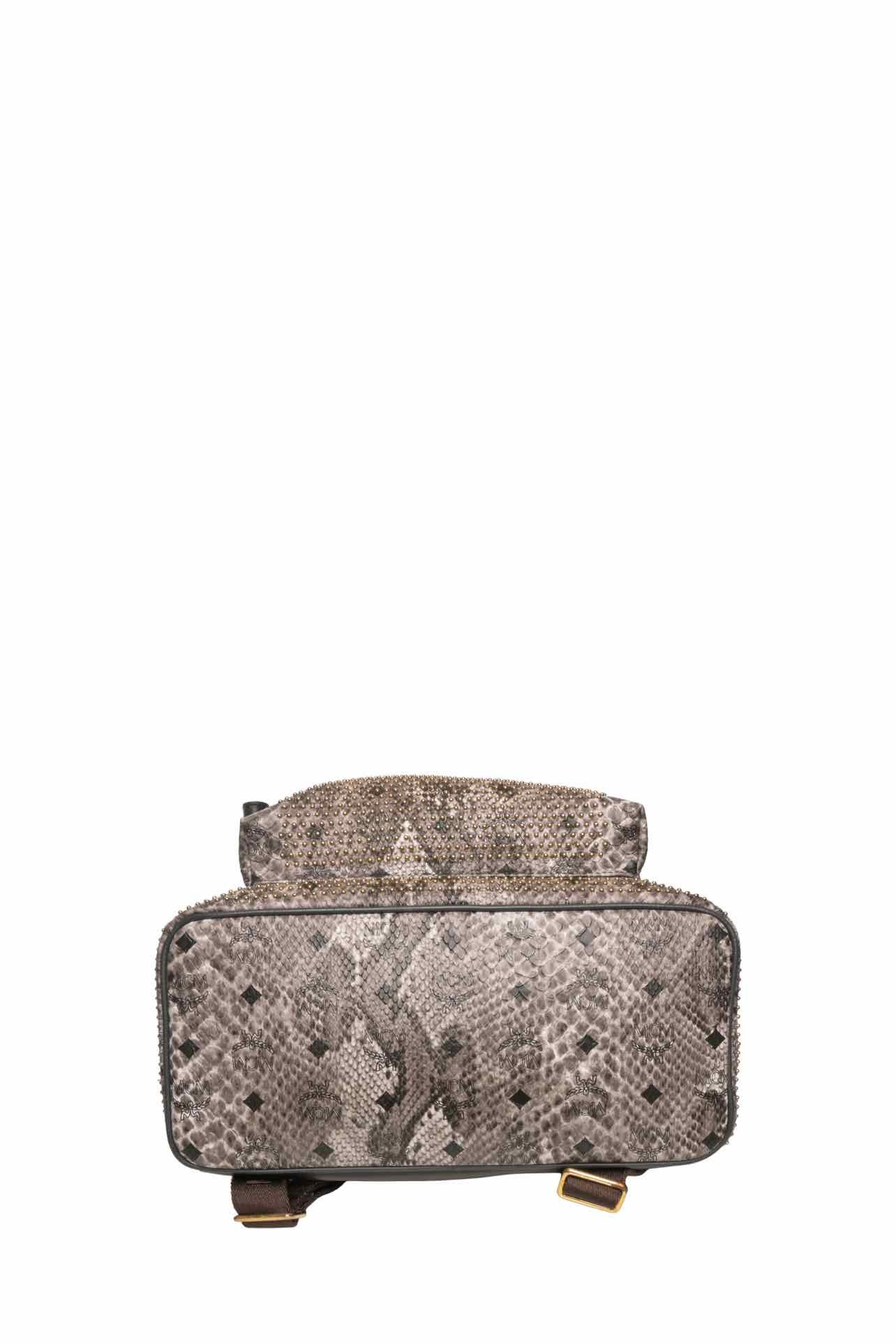 MCM Snakeskin Printed Studded Stark BackPack - Image 4