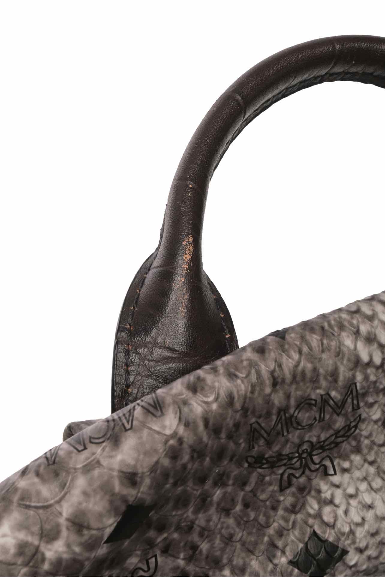 MCM Snakeskin Printed Studded Stark BackPack - Image 5